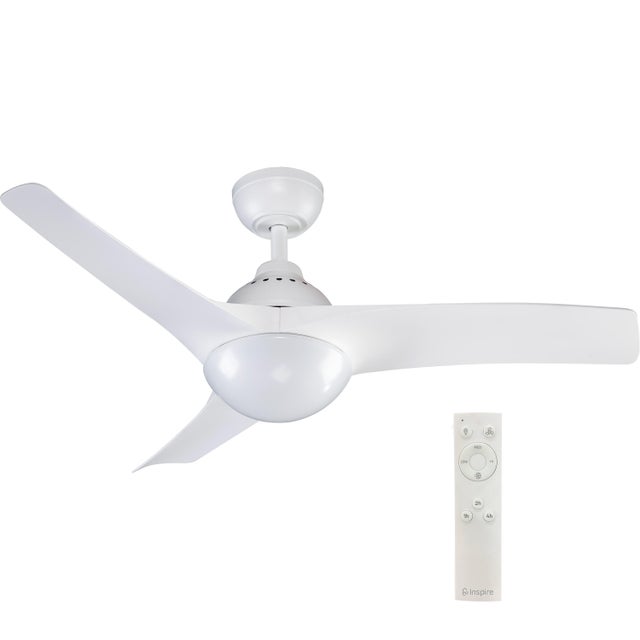 Ventoinhas de teto sem lâmpada silenciosa E27 com 3 pás motor DC D112 cm branco Aruba Inspire

