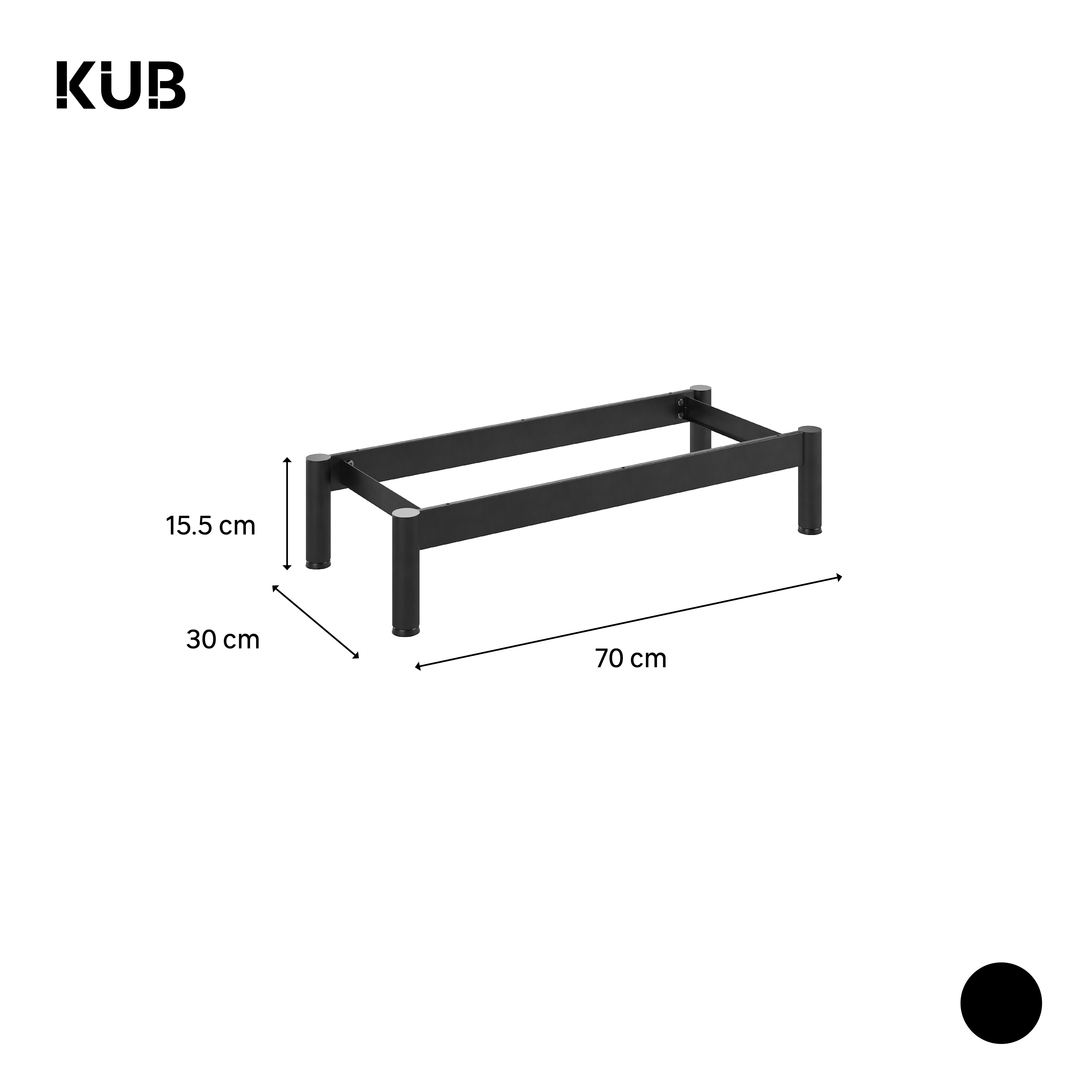 Pied plateforme de meuble STANDERS cylindrique, acier noir Ht. max 15.5 x l.70cm - 3