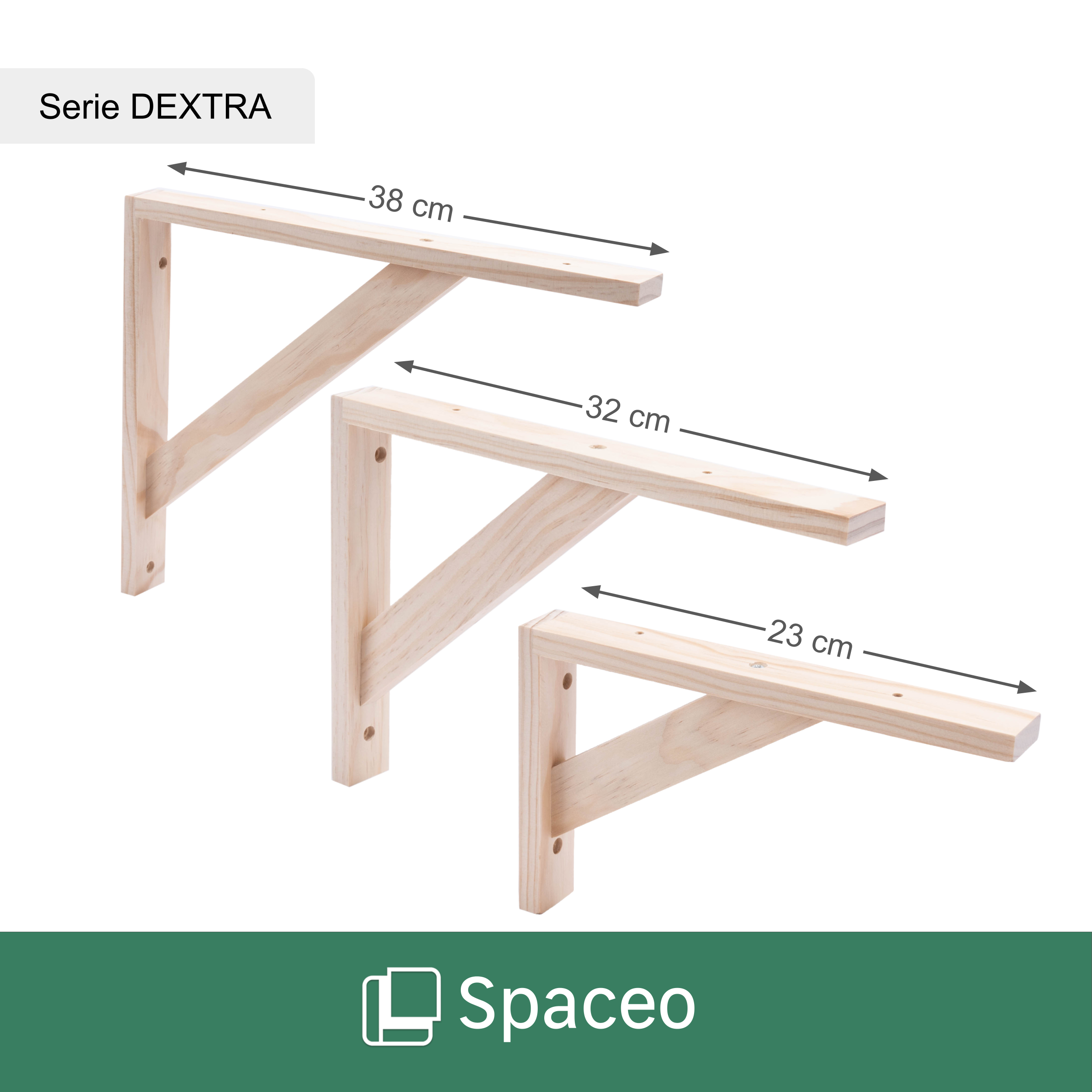 2 escuadras para baldas Spaceo Dextra en madera Alt 20 X Anch 28 cm, carga máxima 25 kg - 6