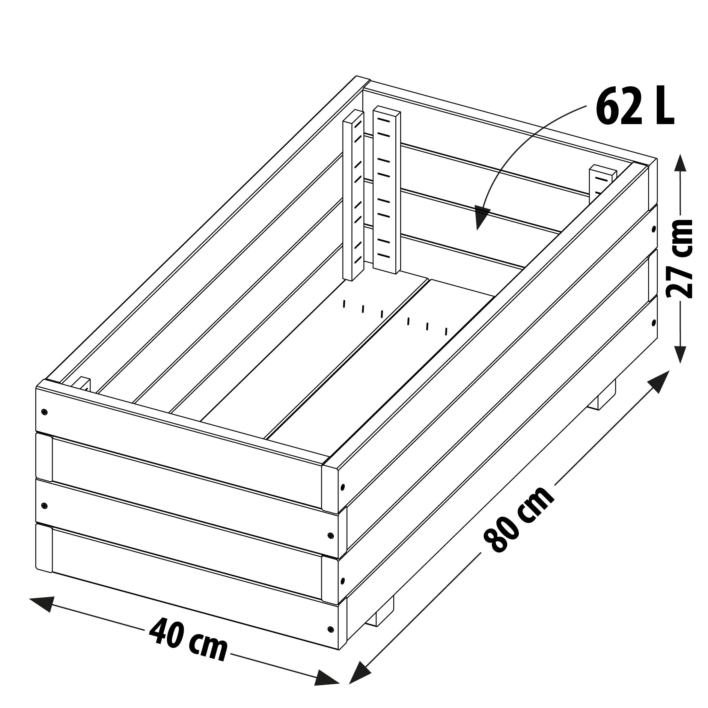Jardinera rectangular de madera CERLAND 411 40 x 27 x 27 cm marrón - 4