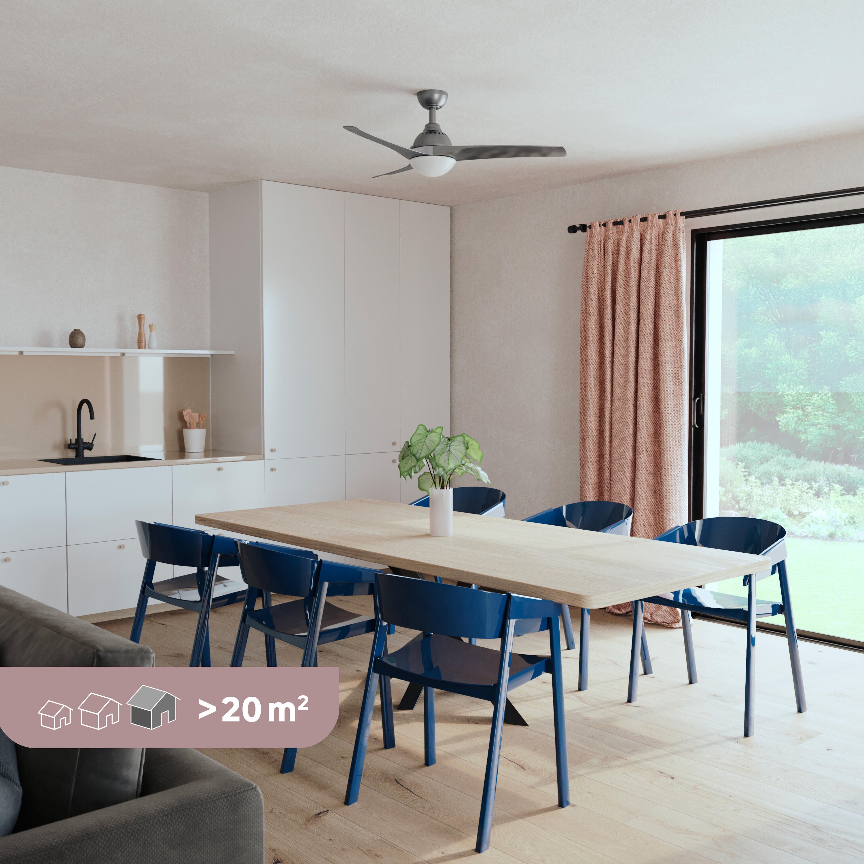 Ventilatore da soffitto Tokyo grigio, ø 132 cm 2xE27 silenzioso INSPIRE - 2