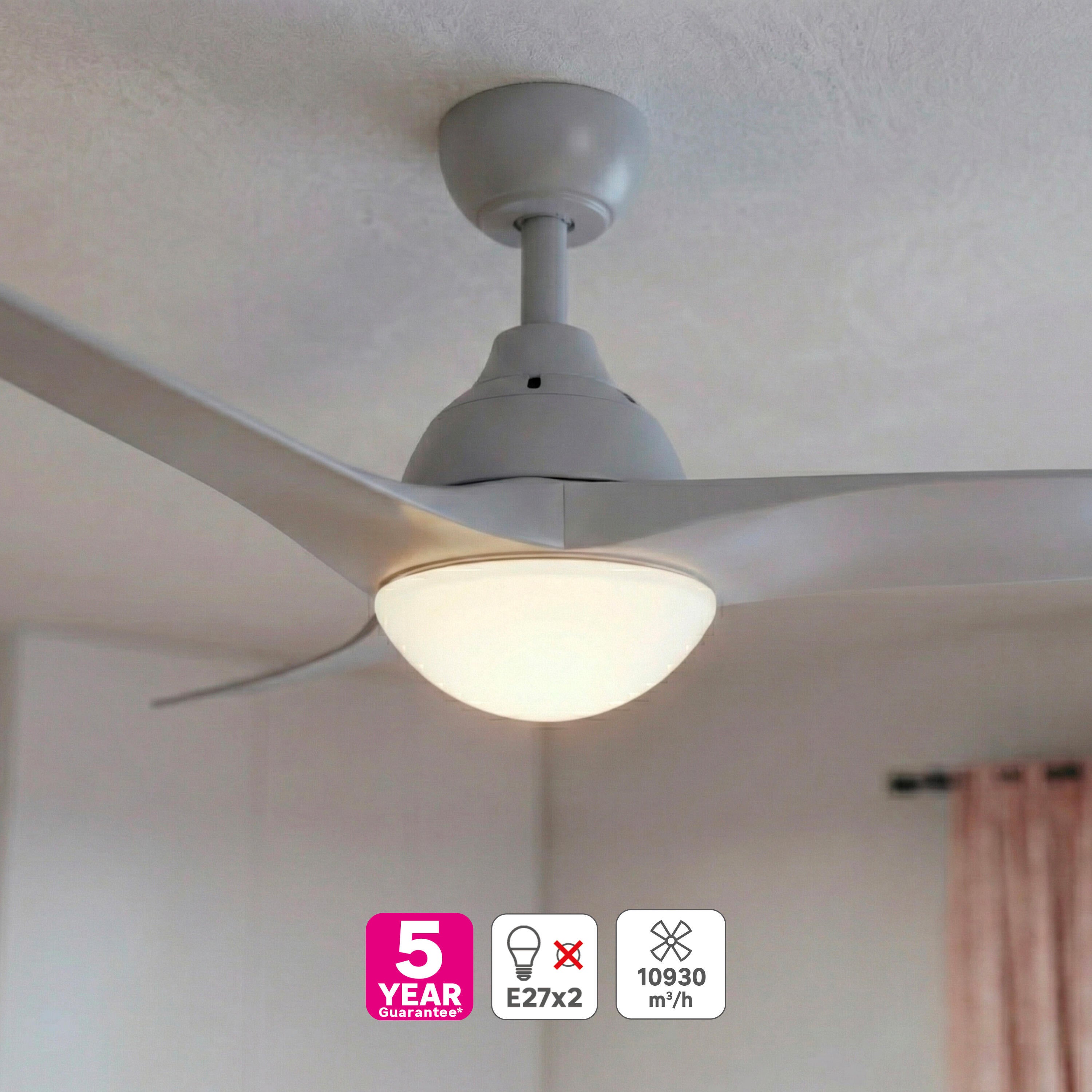 Ventilatore da soffitto Tokyo grigio, ø 132 cm 2xE27 silenzioso INSPIRE - 3
