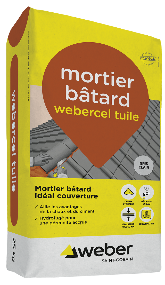 Mortier bâtard prêt à l'emploi gris 25 kg - WEBER