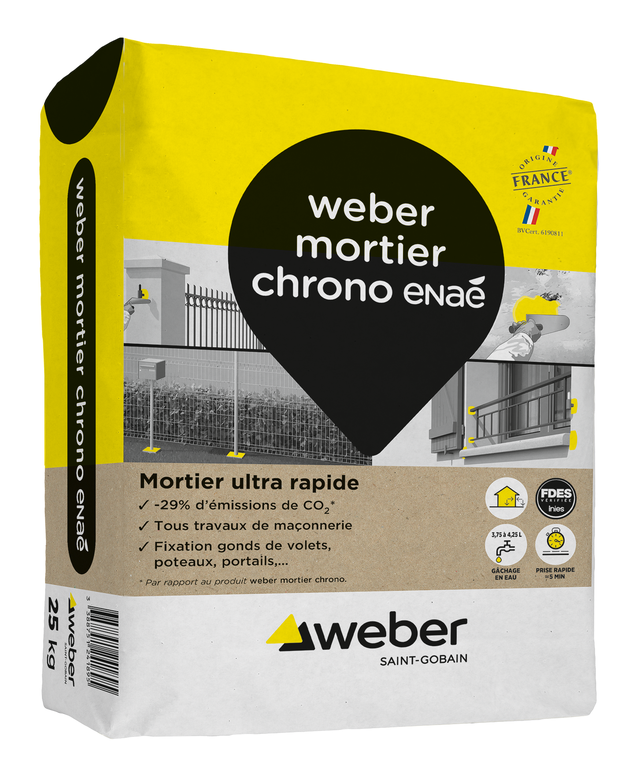 Mortier prise rapide prêt à l'emploi gris 25 kg - WEBER
