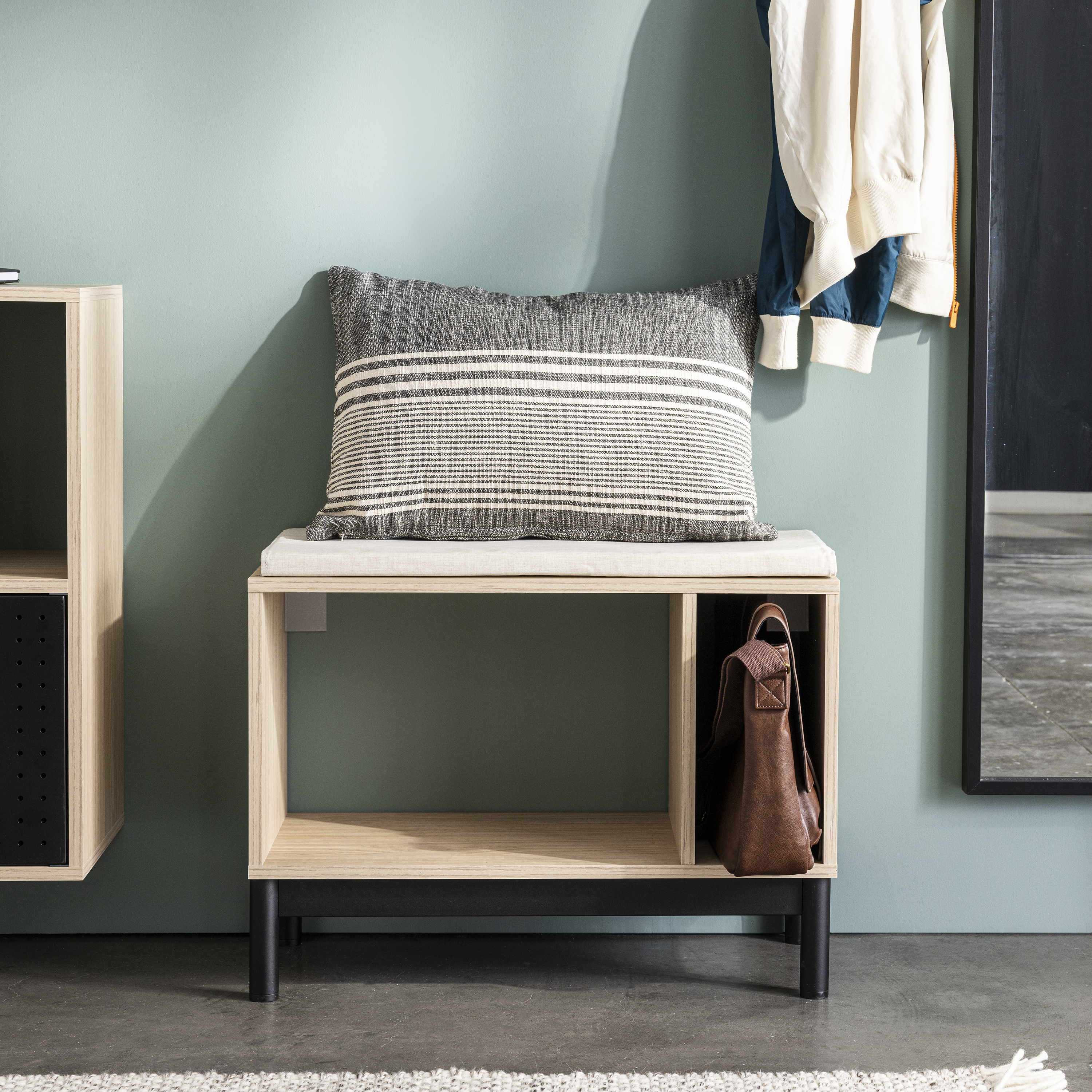 Pied plateforme de meuble STANDERS cylindrique, acier noir Ht. max 15.5 x l.70cm - 2