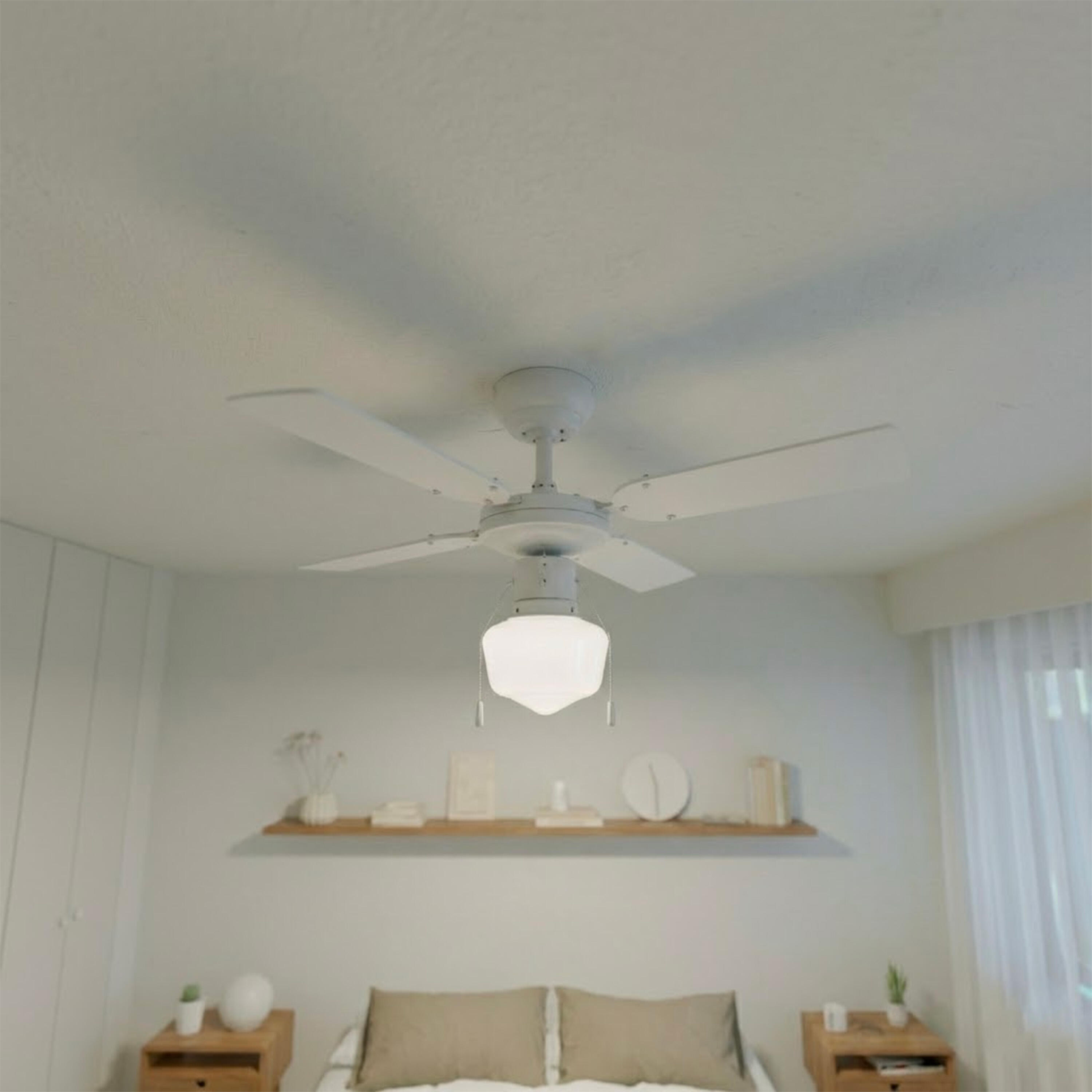 Ventilador de techo con luz AC ø91 cm Barbade blanco/beige E27 4 aspas de madera |3 velocidades |modo verano/invierno | recomendado para <13m² - 6