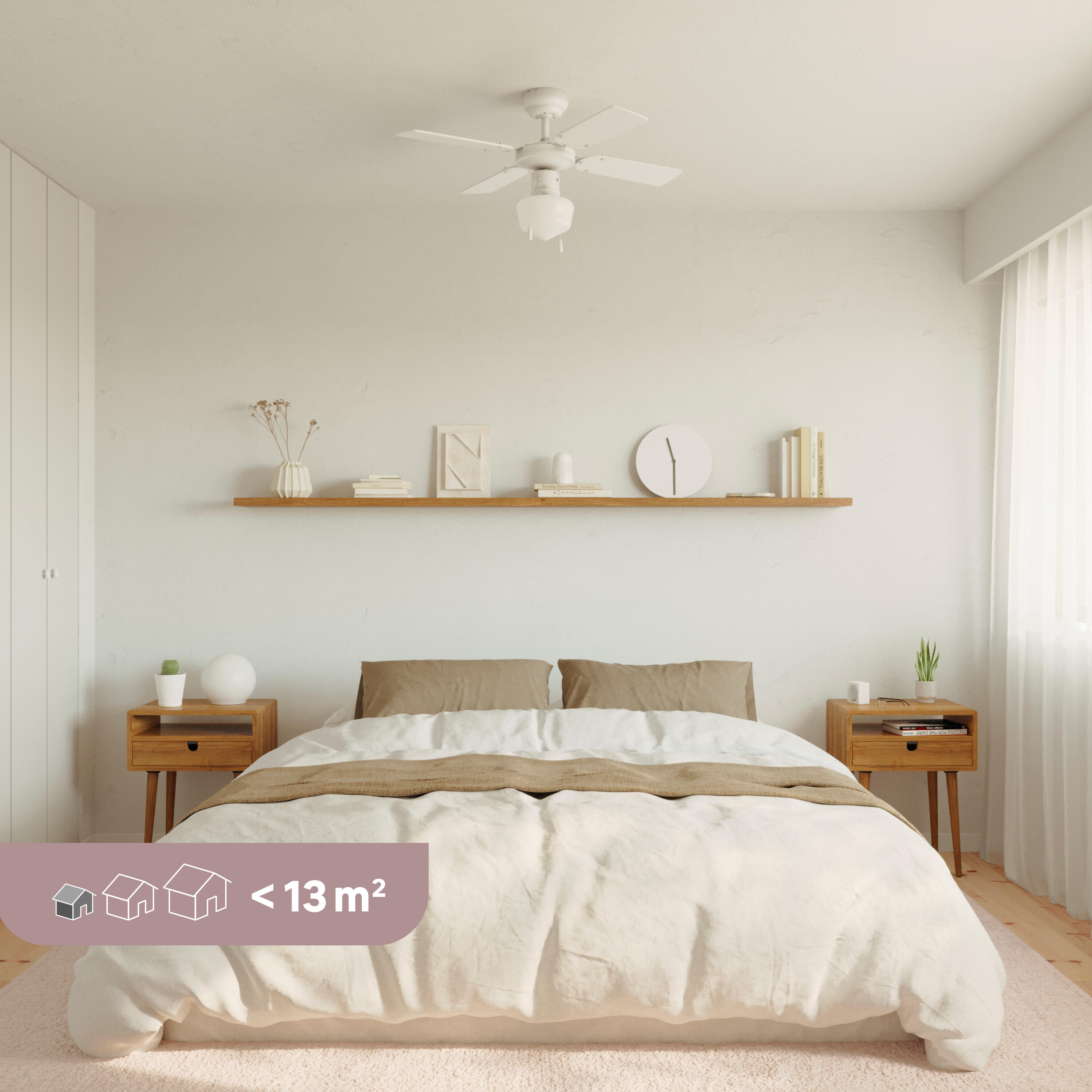 Ventilador de techo con luz AC ø91 cm Barbade blanco/beige E27 4 aspas de madera |3 velocidades |modo verano/invierno | recomendado para <13m² - 8