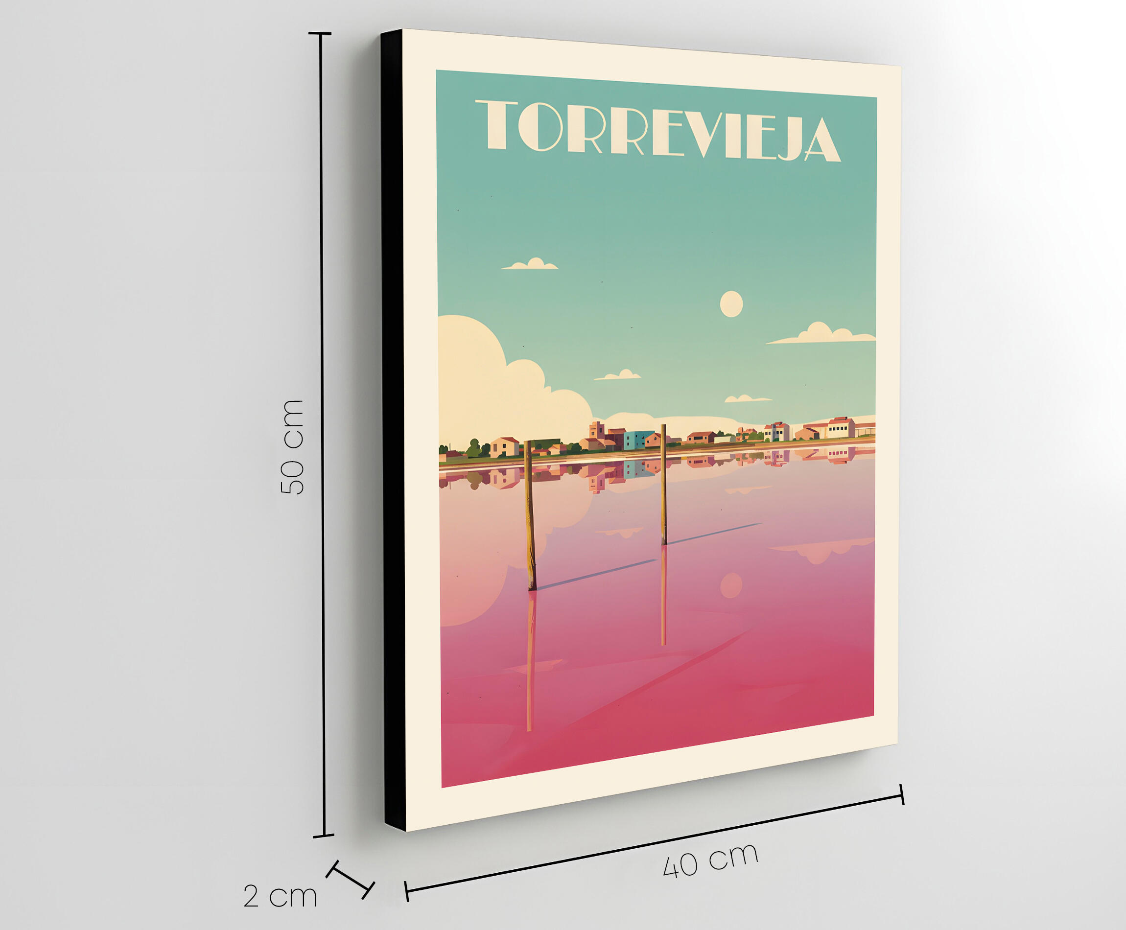 Pintura impresa sin marco Urban city de 40 x 50 cm. MDF Ciudad Retro Lago Rosa Torrevieja multicolor - 3