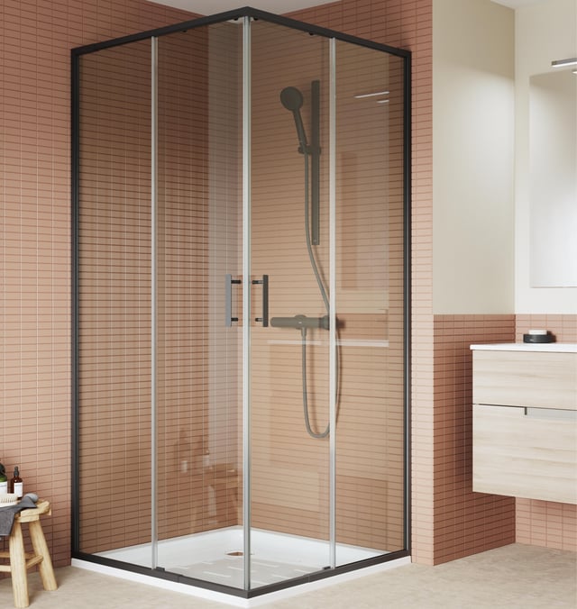 MAMPARA DE DUCHA ANGULAR CORREDERA ROCA VICTORIA PLUS 70cm. NEGRA