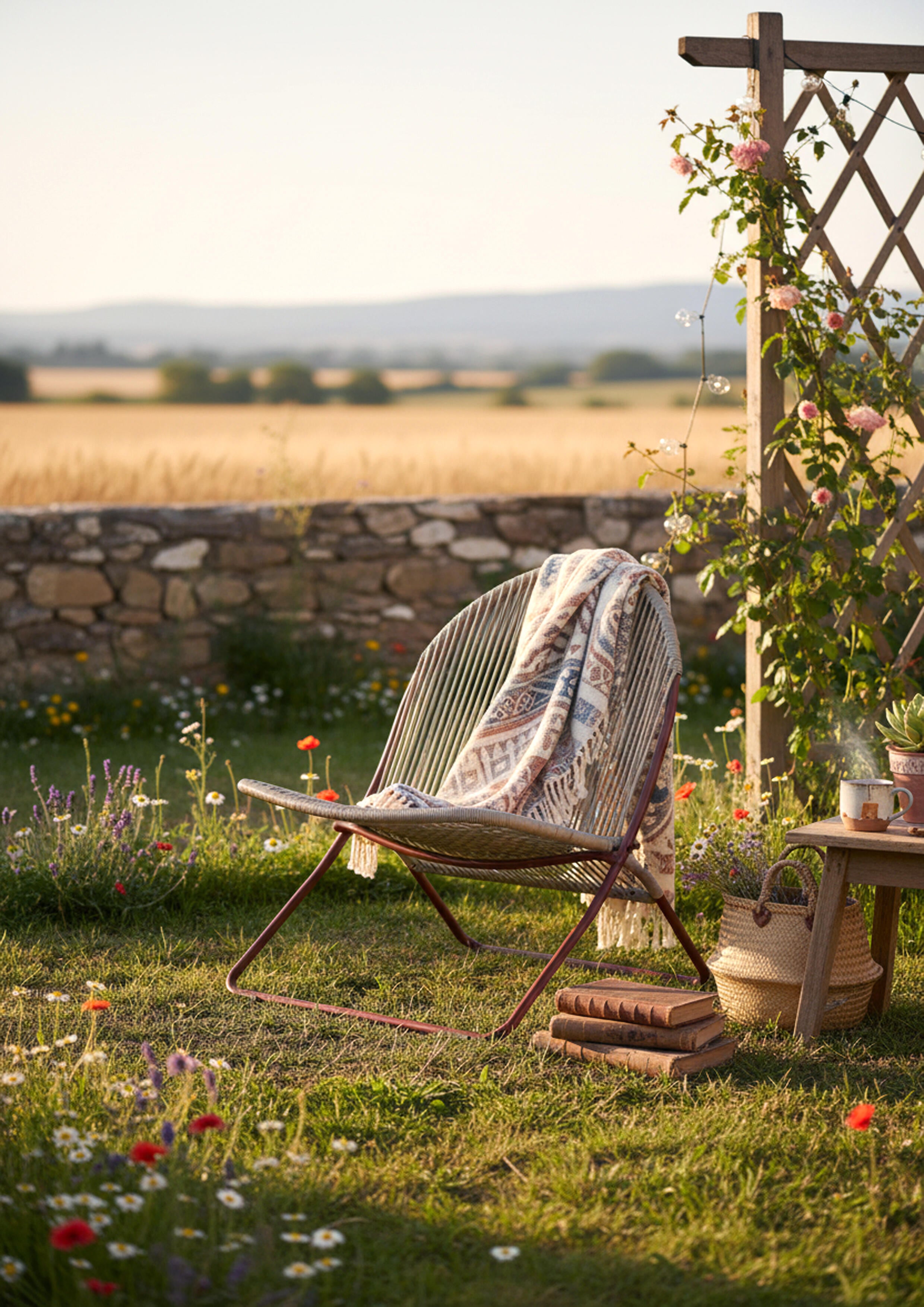 Fauteuil bas de jardin ARCANE Bulle en acier terracotta - 4