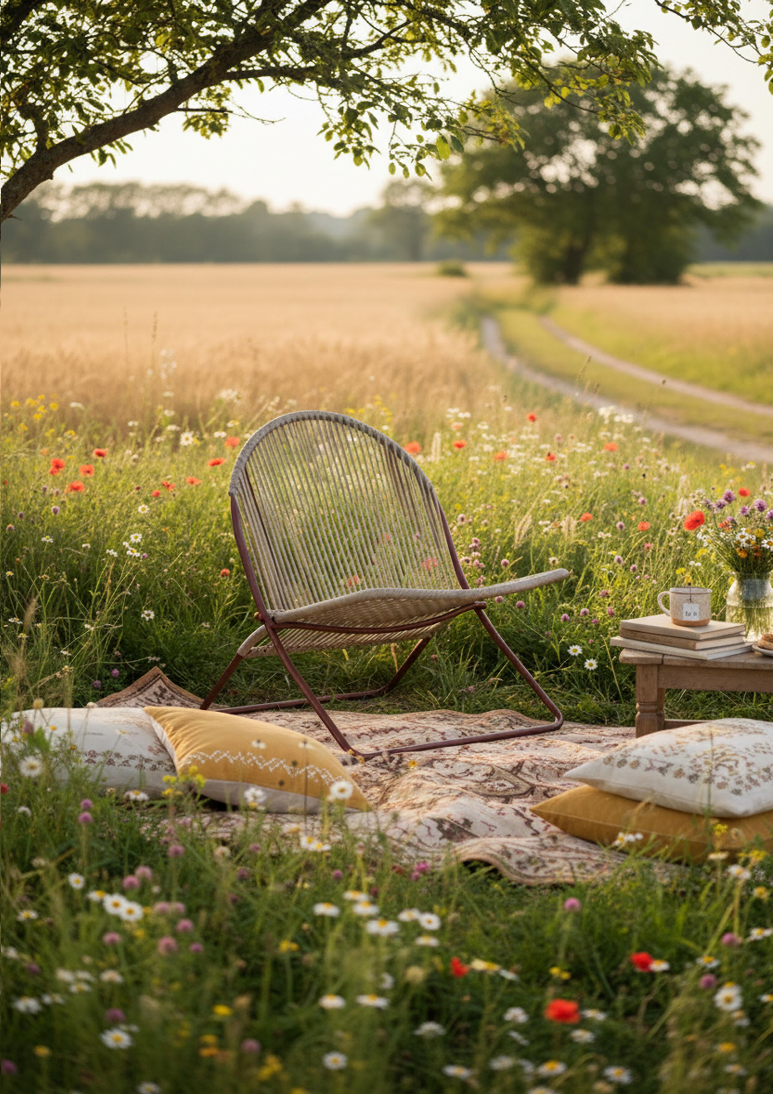 Fauteuil bas de jardin ARCANE Bulle en acier terracotta - 3