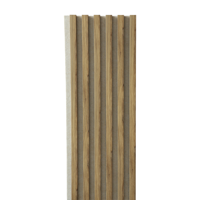Panele ścienne 3D lamele na beżowym filcu 270x30 cm Dąb Saragossa 6 lameli