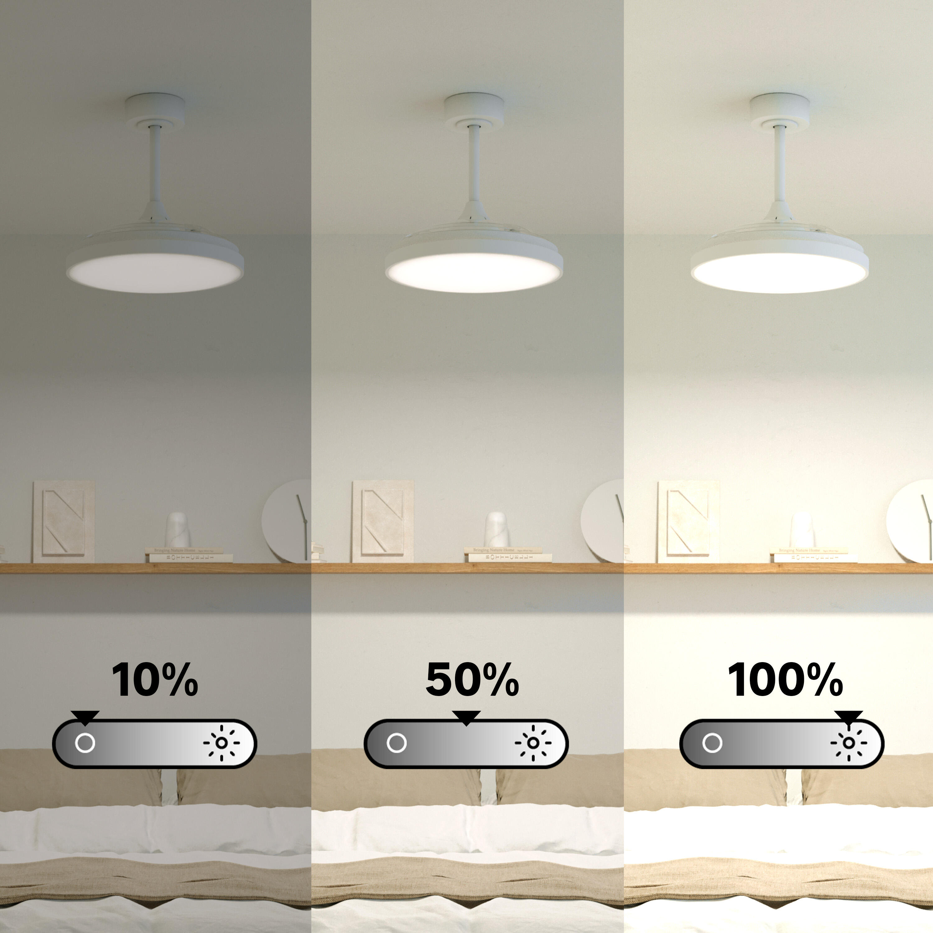 Ventilador de techo con luz silencioso DC 20W con mando ø91 cm Torrent INSPIRE blanco luz CCT 3 aspas retráctiles tipo lámpara| 6 velocidades| modo verano/invierno| temporizador| brisa| recomendado para <13m² - 7