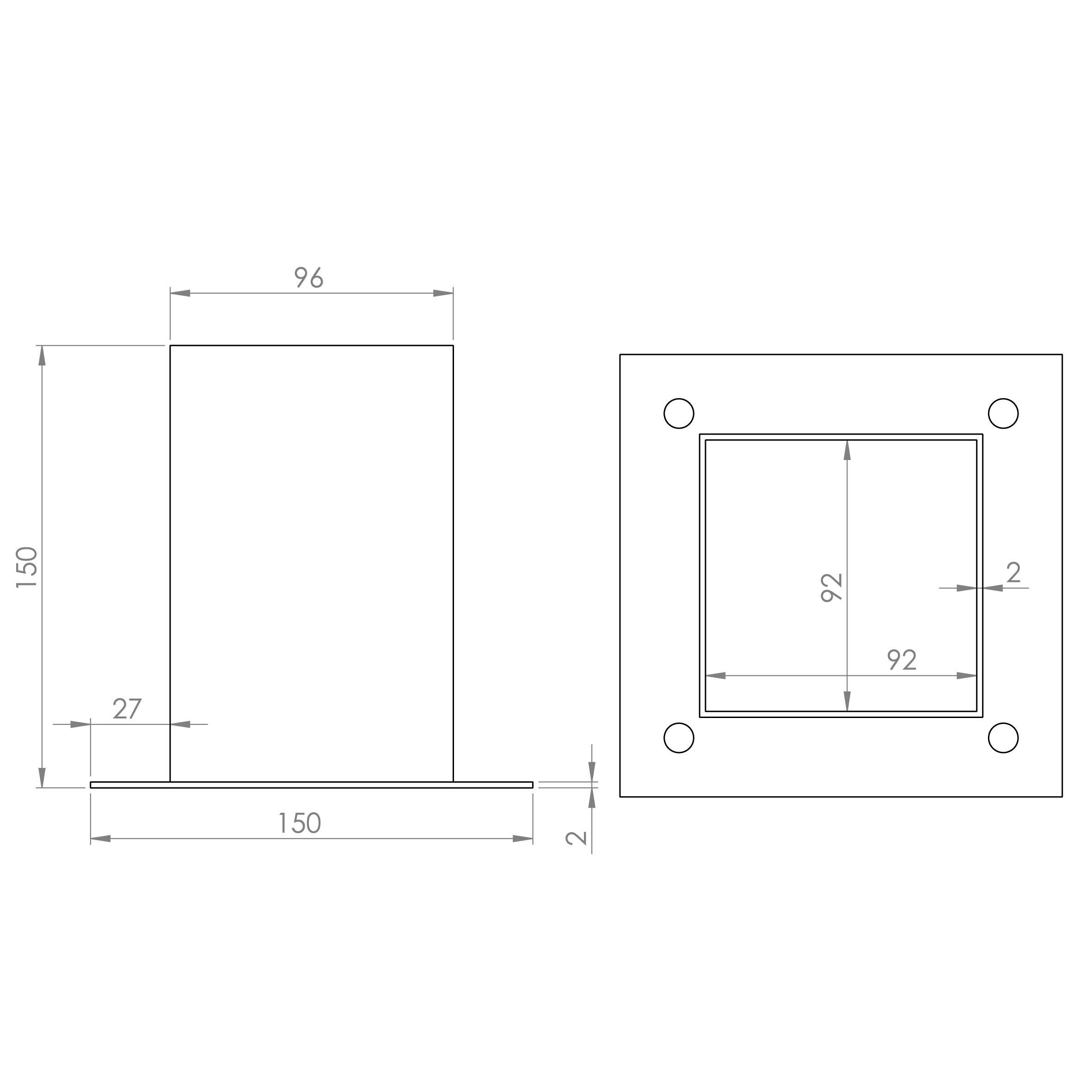 Anclaje para atornillar suelo hormigón de acero galvanizado 9 x 9 cm - 2