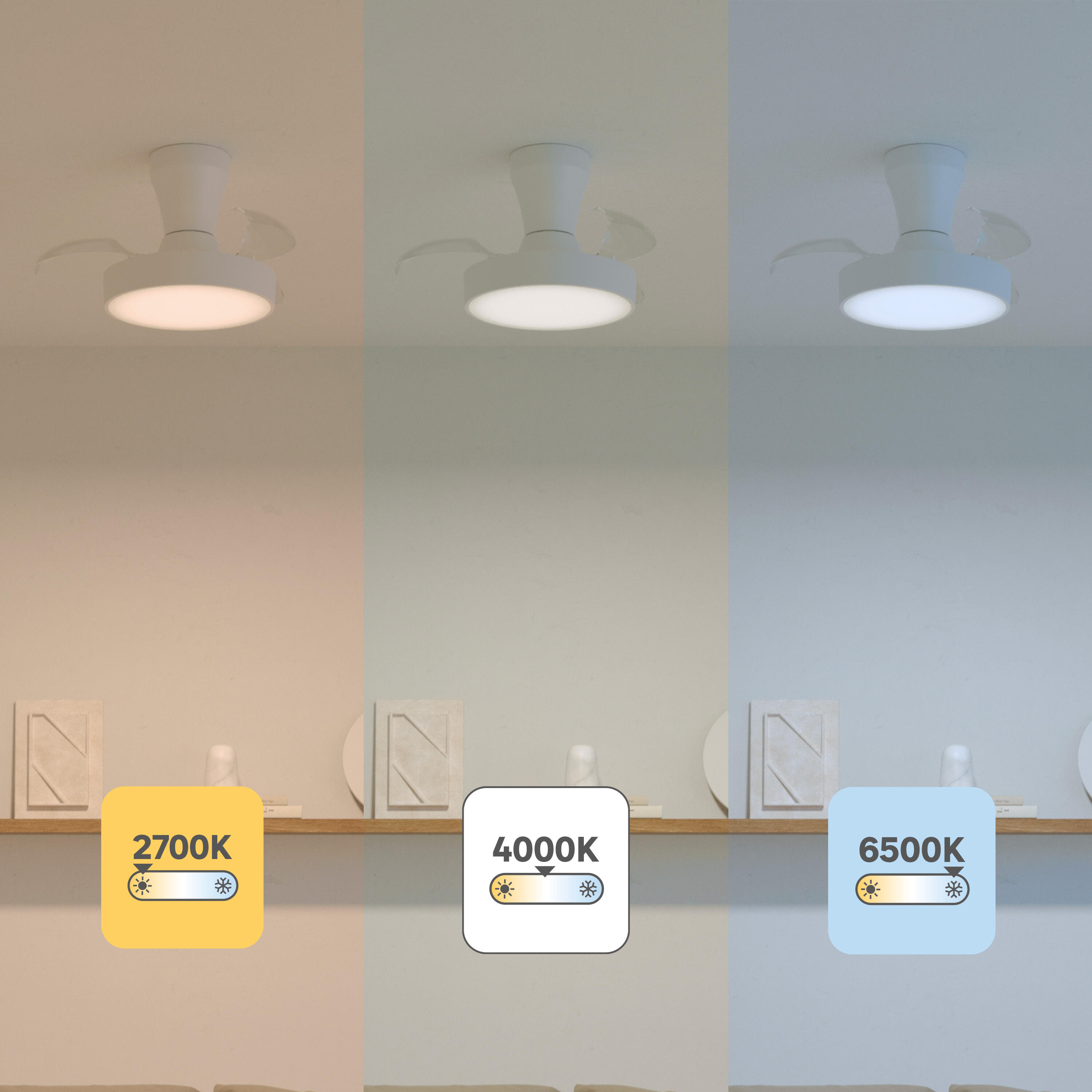 Ventilador de techo con luz silencioso DC 21W con mando ø55 cm Torrent INSPIRE blanco luz CCT 3 aspas retráctiles tipo lámpara| 6 velocidades| modo verano/invierno| temporizador| brisa| recomendado para <13m² - 7