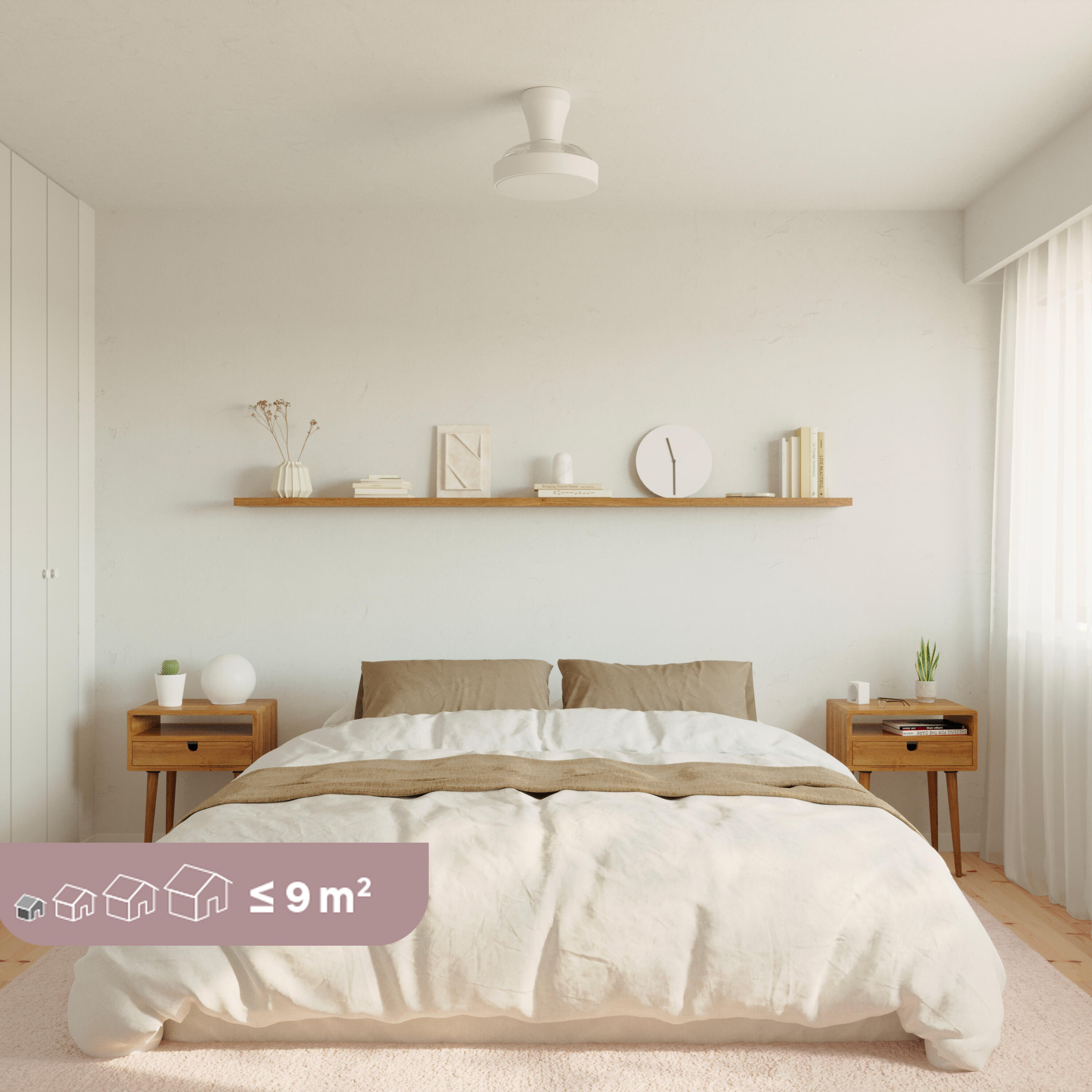 Ventilador de techo con luz silencioso DC 21W con mando ø55 cm Torrent INSPIRE blanco luz CCT 3 aspas retráctiles tipo lámpara| 6 velocidades| modo verano/invierno| temporizador| brisa| recomendado para <13m² - 13