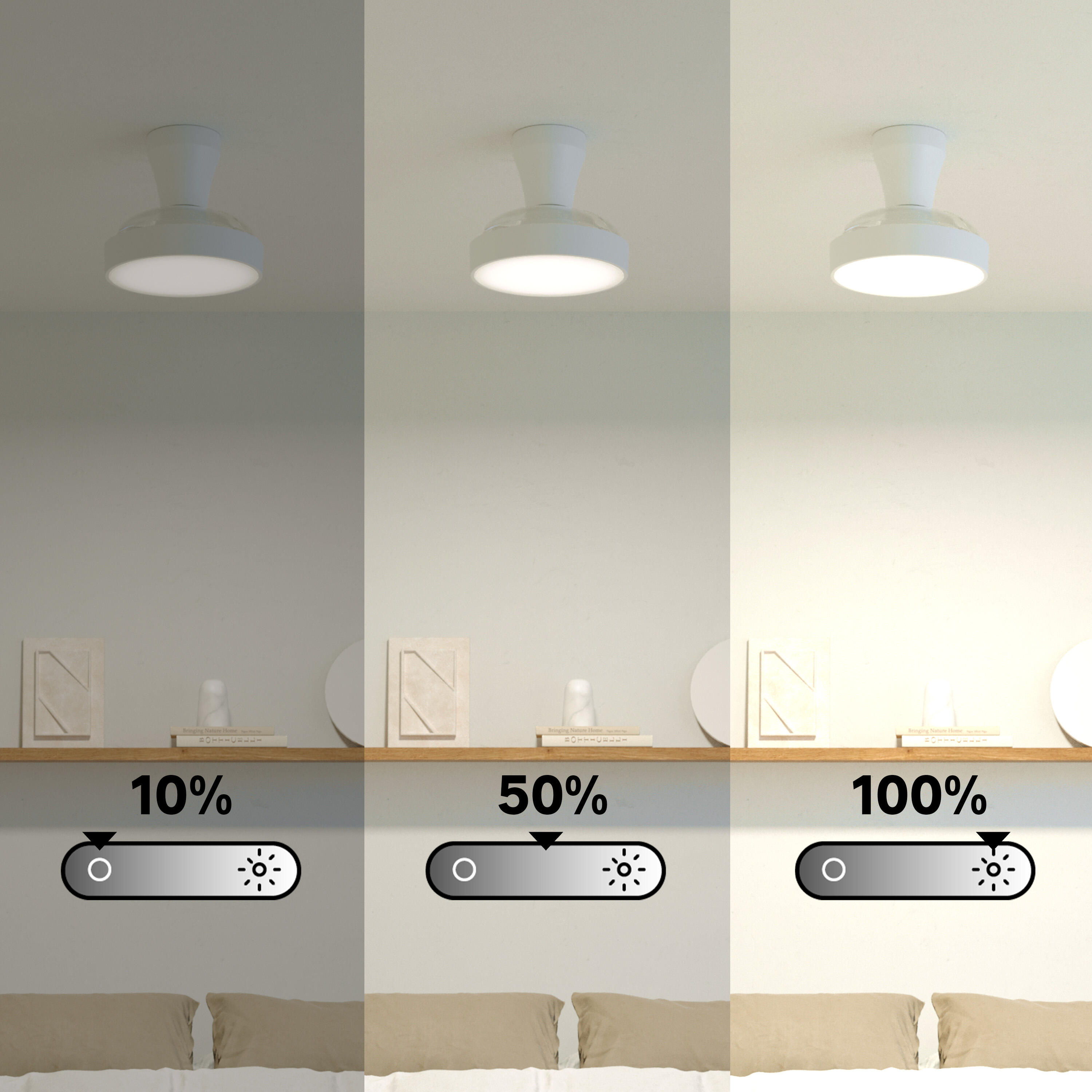 Ventilador de techo con luz silencioso DC 21W con mando ø55 cm Torrent INSPIRE blanco luz CCT 3 aspas retráctiles tipo lámpara| 6 velocidades| modo verano/invierno| temporizador| brisa| recomendado para <13m² - 8
