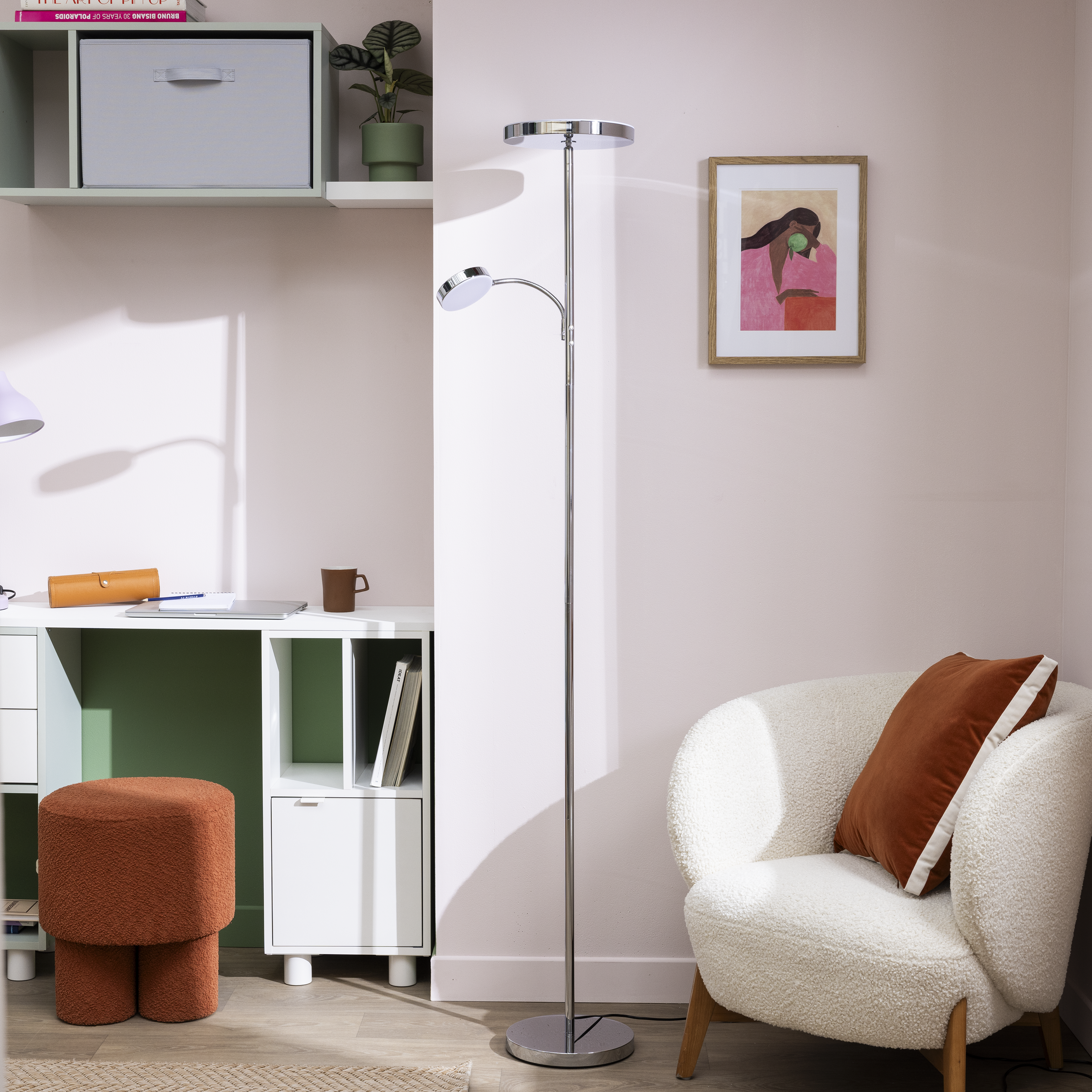 Candeeiro de pé com luz de leitura led ferro 4200 lm 3000 a 6500 K cinza prateado Osana Inspire - 11