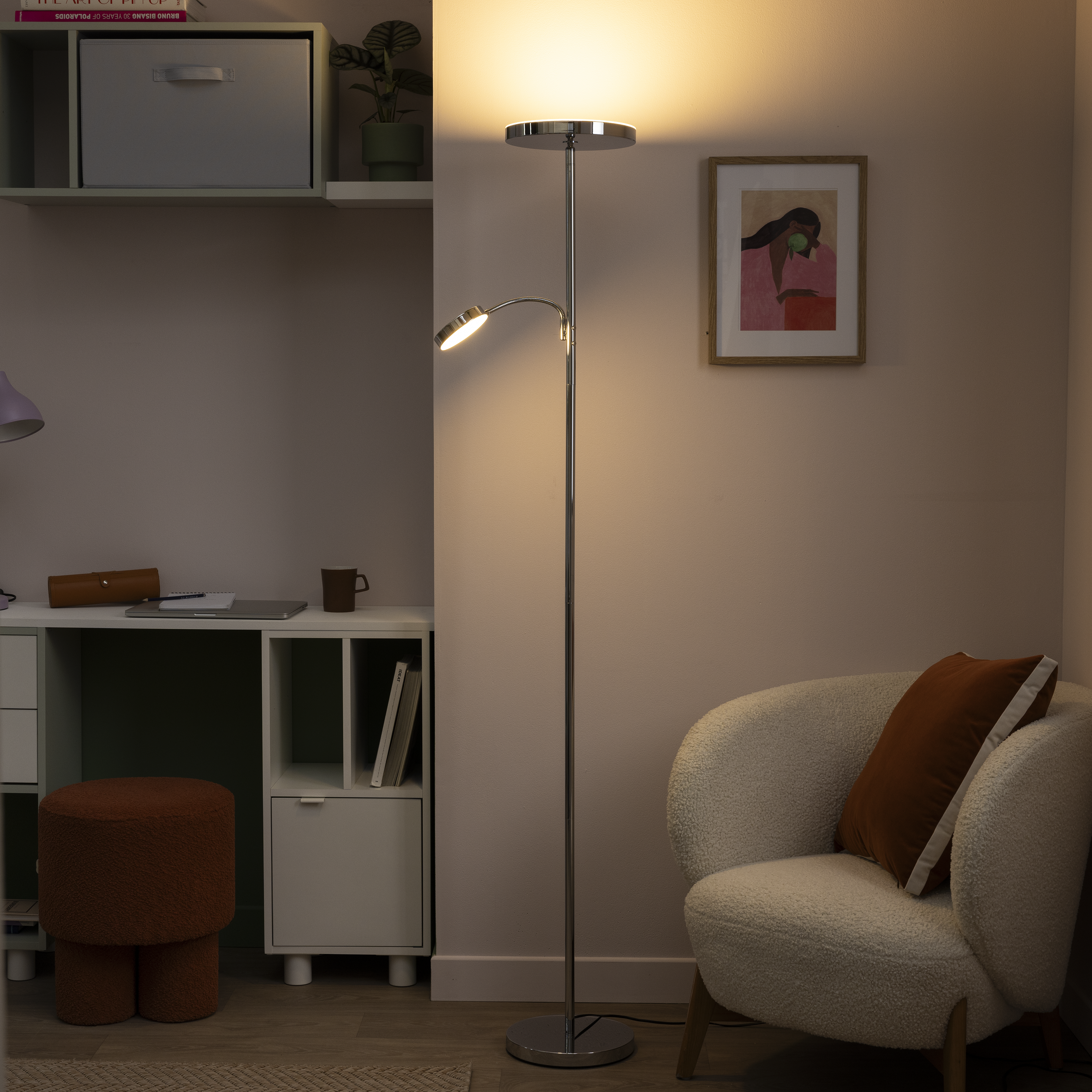 Candeeiro de pé com luz de leitura led ferro 4200 lm 3000 a 6500 K cinza prateado Osana Inspire - 10