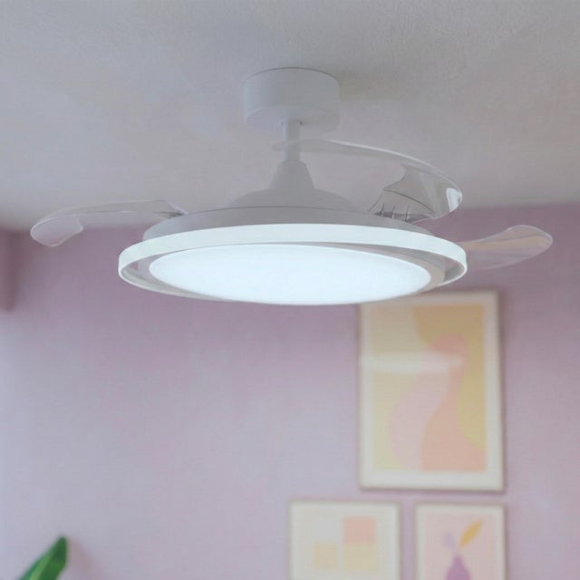 Ventoinha de teto com lâmpada silenciosa 3 pás motor DC 4500+1500Lm branco Rosak Inspire

