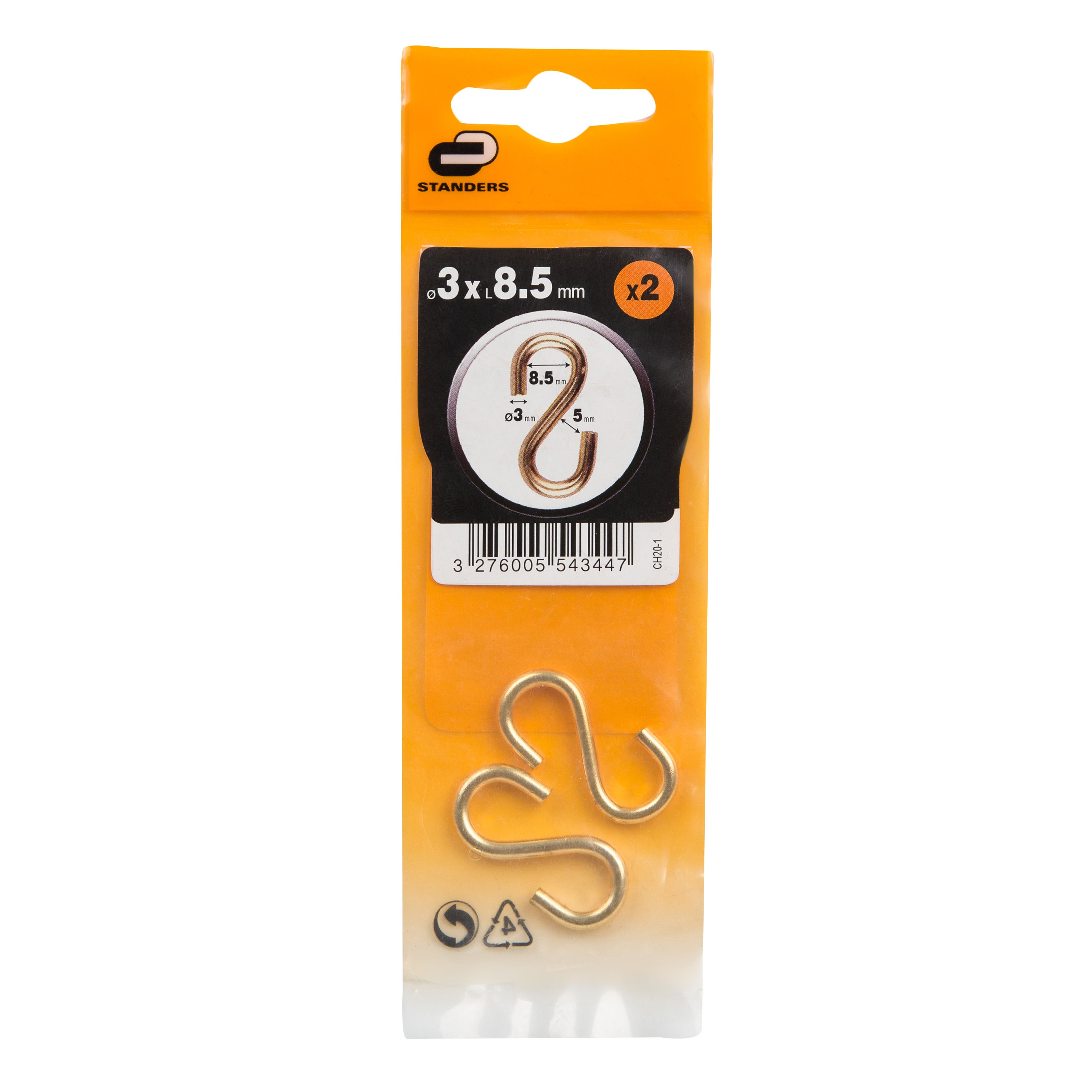 2 ganchos S aberto latão 3x8,5 mm Standers - 2