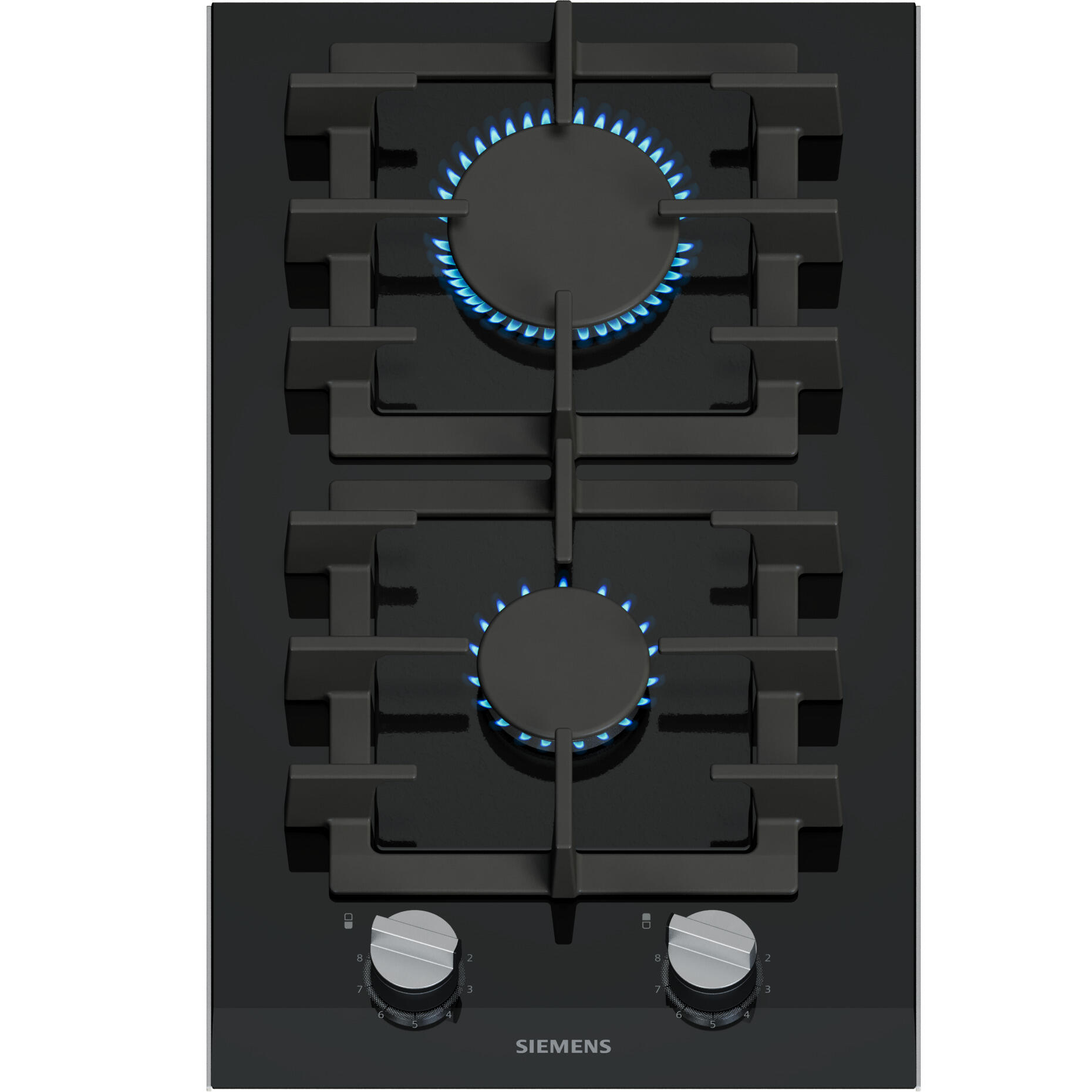 placa de gas siemens er3a6bi40 2 zonas de coccion gas natural cristal negro con encendido integrado 30cm