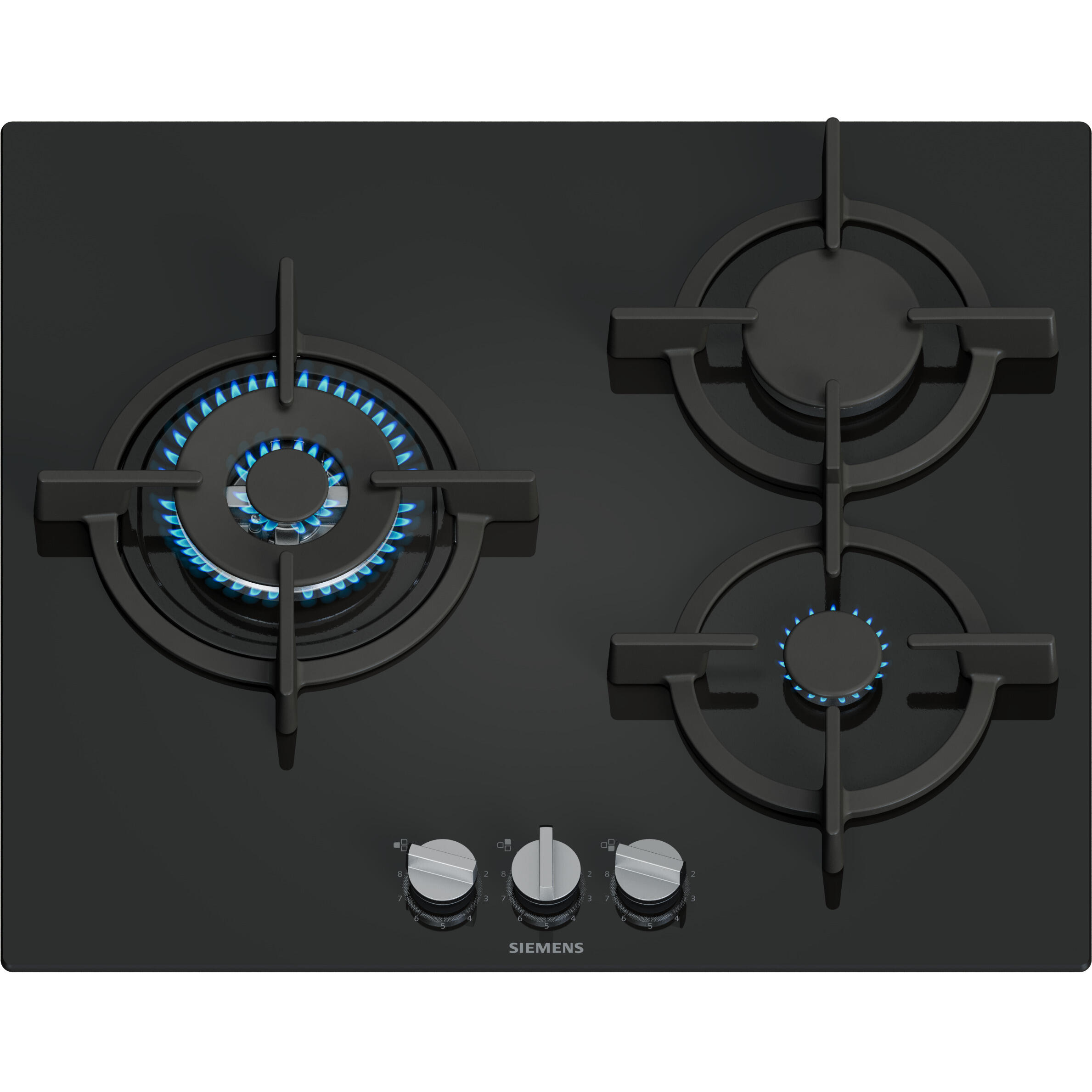 placa de gas siemens ep6a6ci10 3 zonas de coccion gas natural cristal negro con encendido integrado 60cm