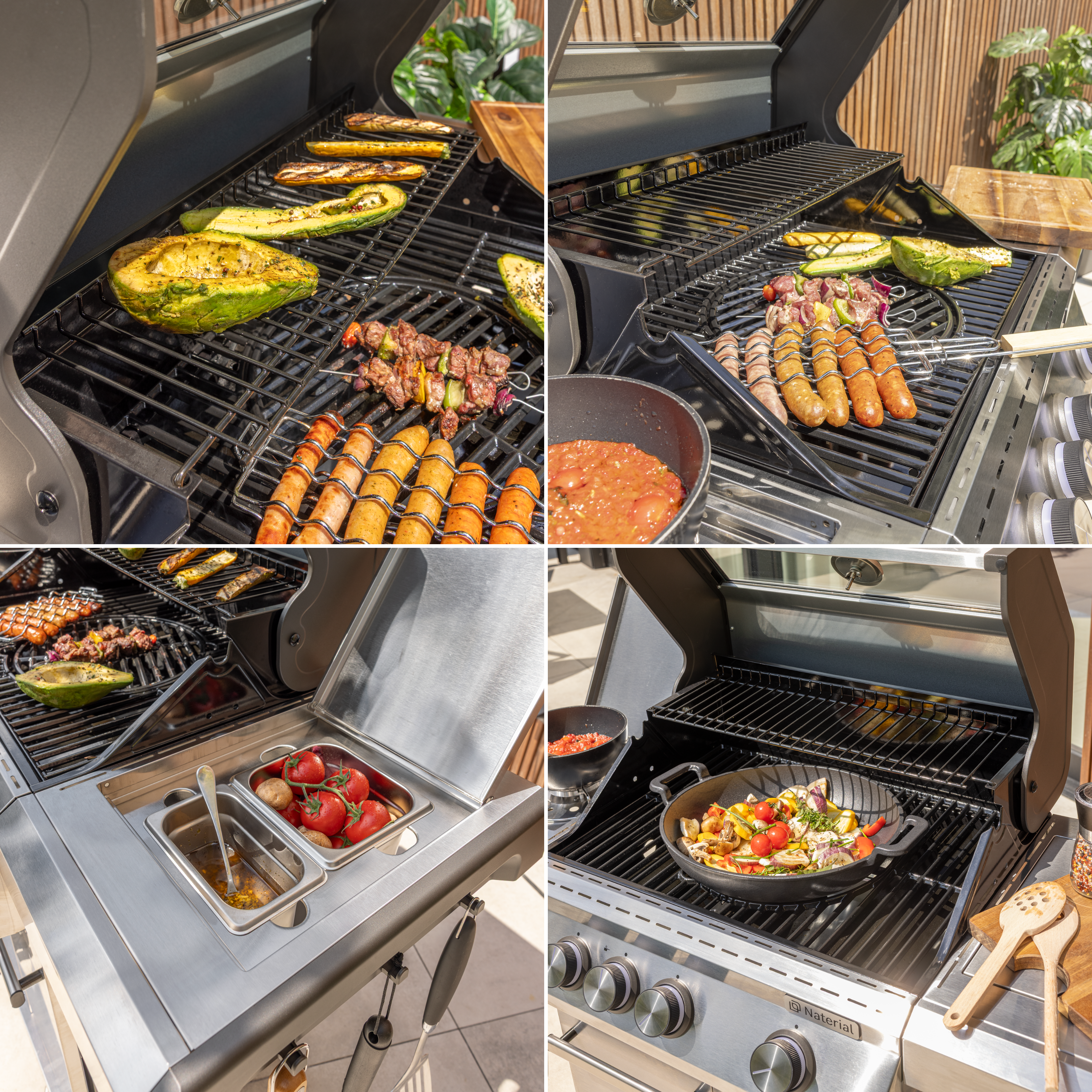 Barbecue a gás com 3+1 queimadores em aço inoxidável 129x118x55 cm Naterial Hudson - 5