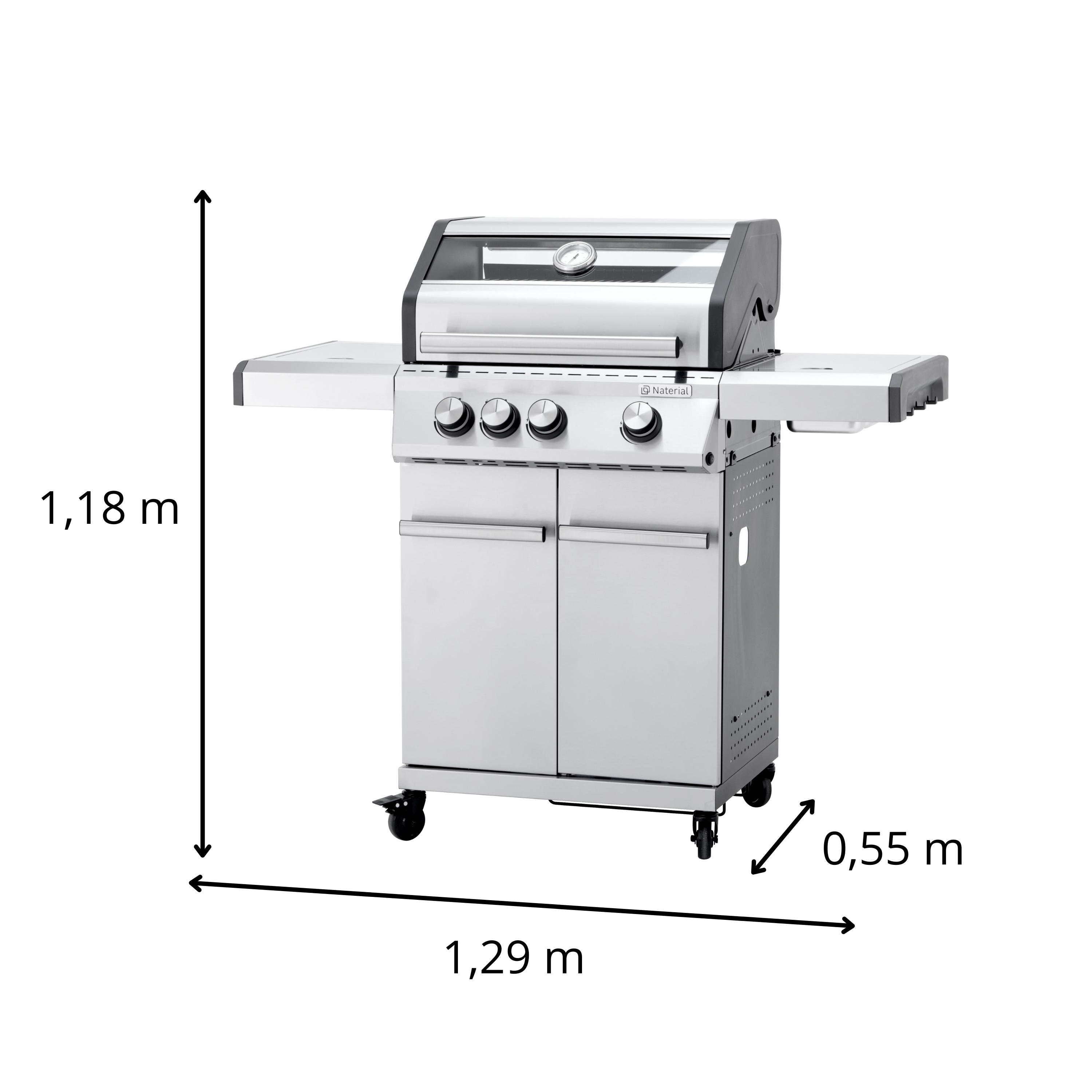 Barbecue a gás com 3+1 queimadores em aço inoxidável 129x118x55 cm Naterial Hudson - 2