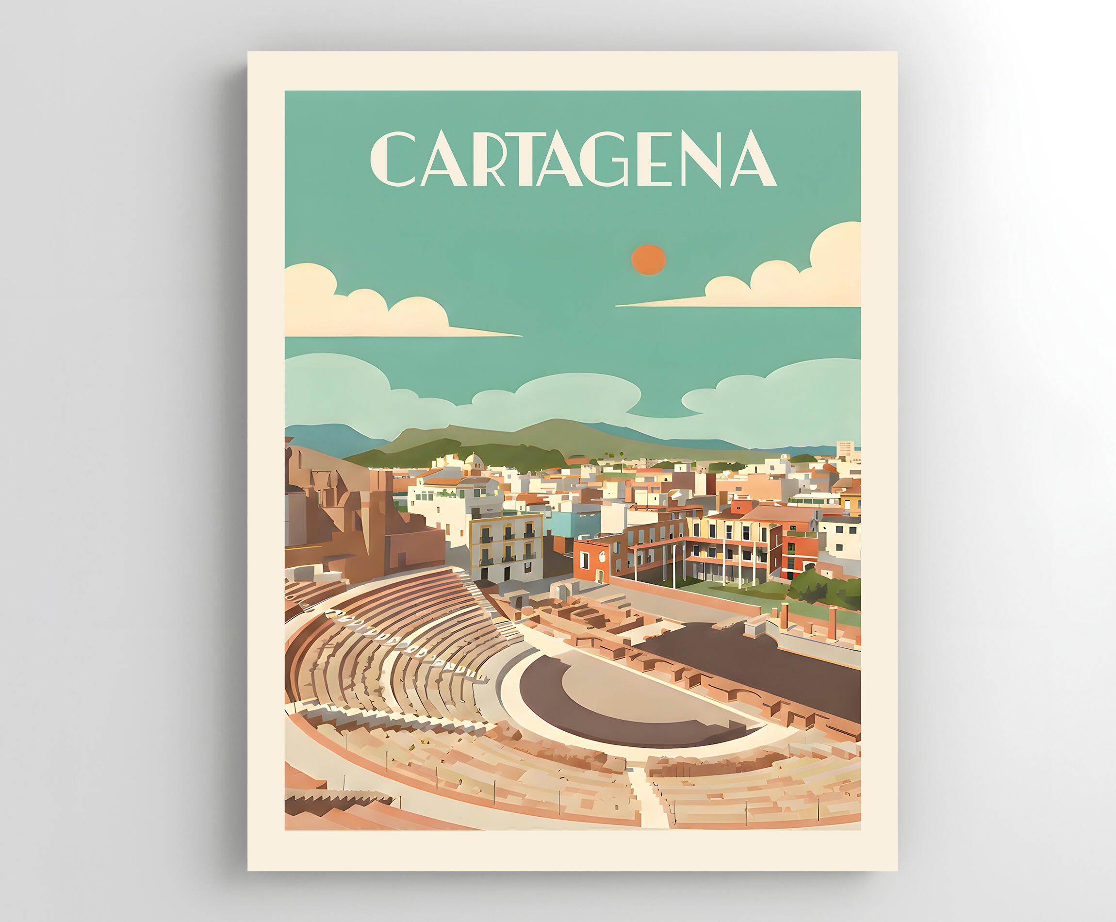 Pintura impresa sin marco Urban city rectangular de 40 x 50 cm. MDF Ciudad Retro Guggenheim bilbao multicolor - 2
