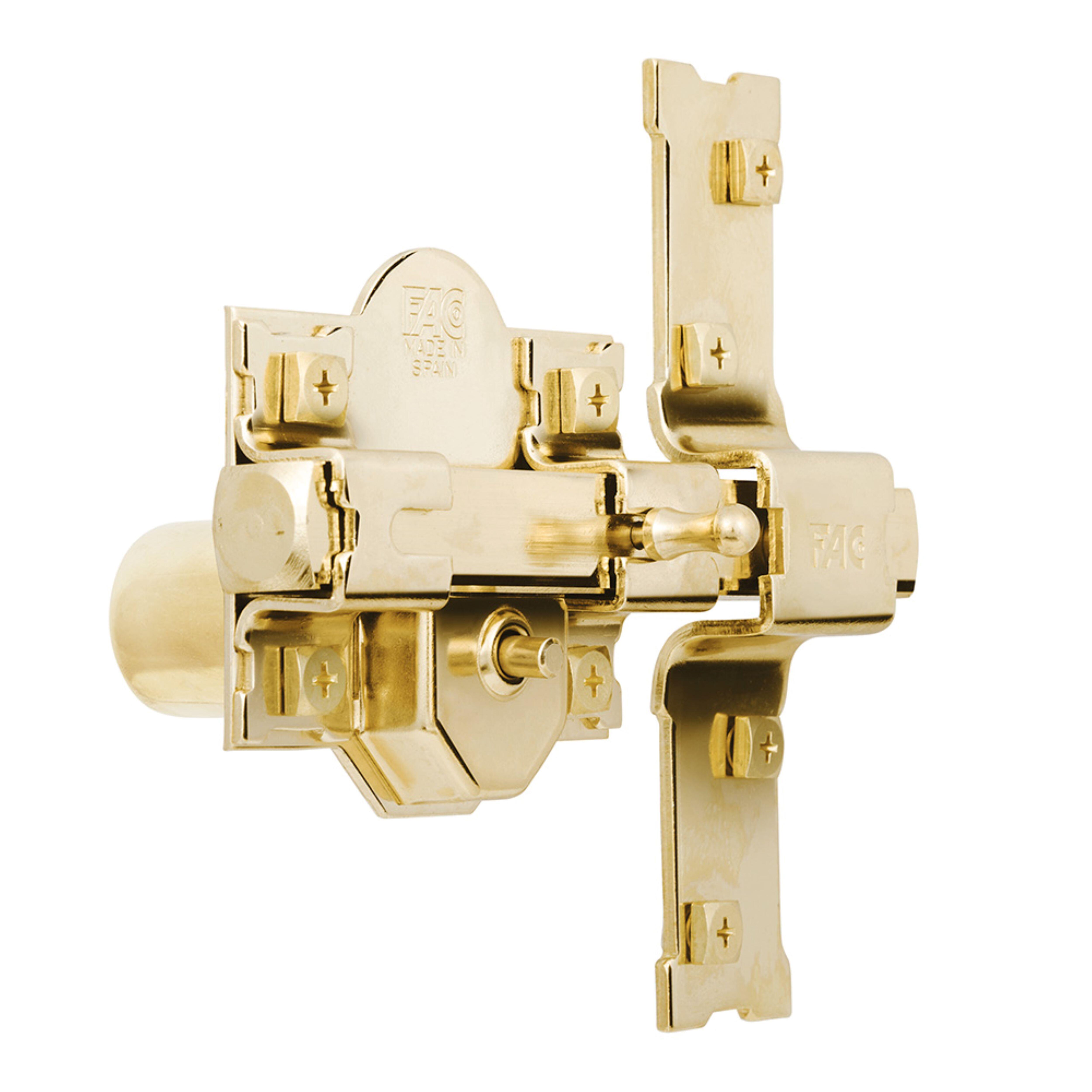CERROJO PUERTA DE SEGURIDAD PARA INTERIOR Y EXTERIOR DORADO 5 LLAVES FAC - 2