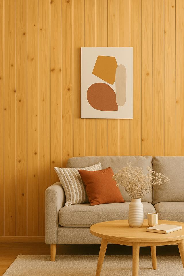 Friso de abeto 9,5X255 cm FRISOPACK madera acabado miel espesor de 8mm 2,42 m2/caja
