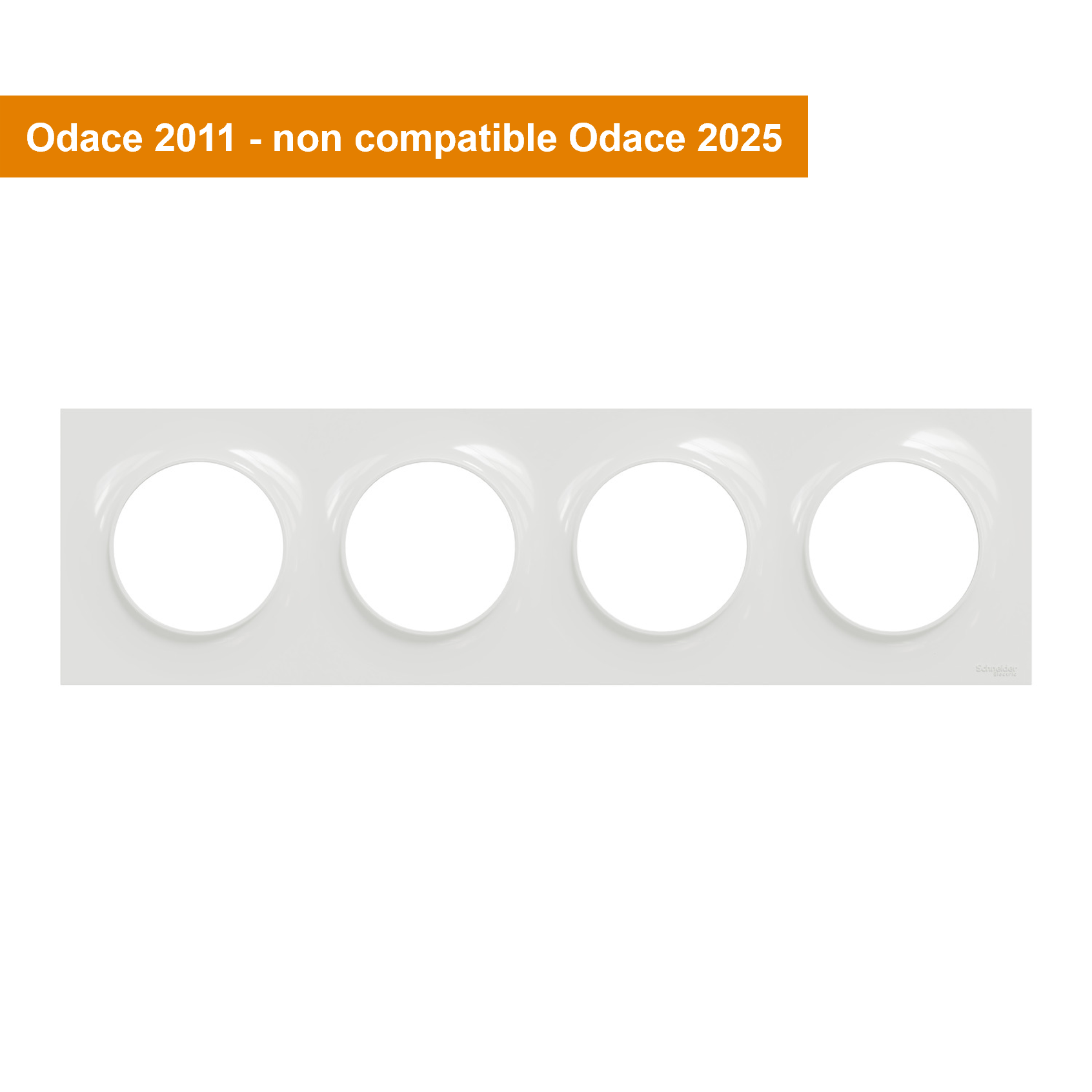 Plaque de finition 4 postes blanche Odace Style - SCHNEIDER ELECTRIC - 2