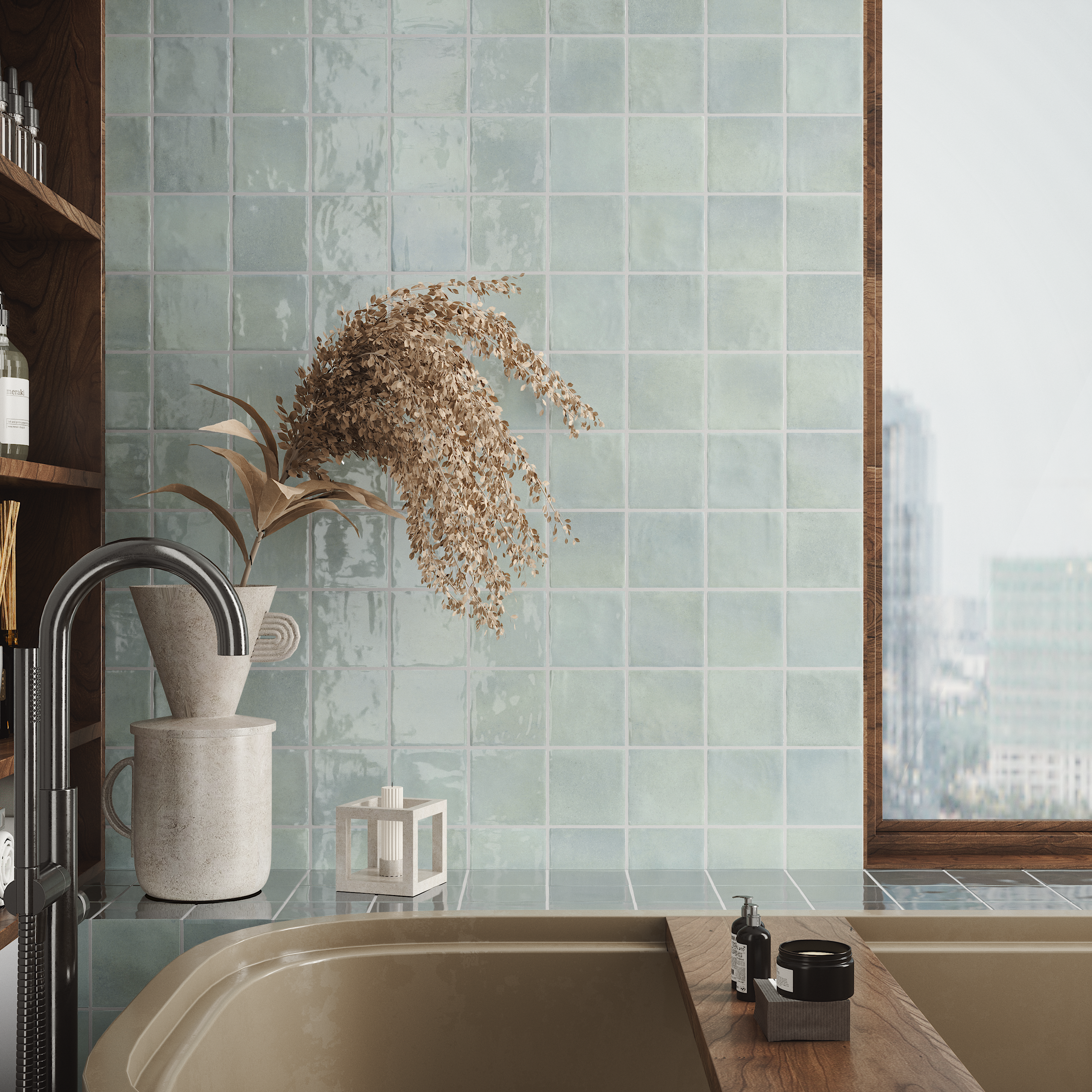 Carrelage mur intérieur Bricklane Aqua effet zellige l.10 x L.10 cm ARTENS - 2