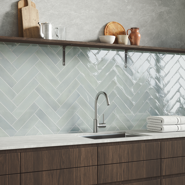 Carrelage mur intérieur Bricklane Aqua effet zellige l.7.4 x L.30.1 cm ARTENS