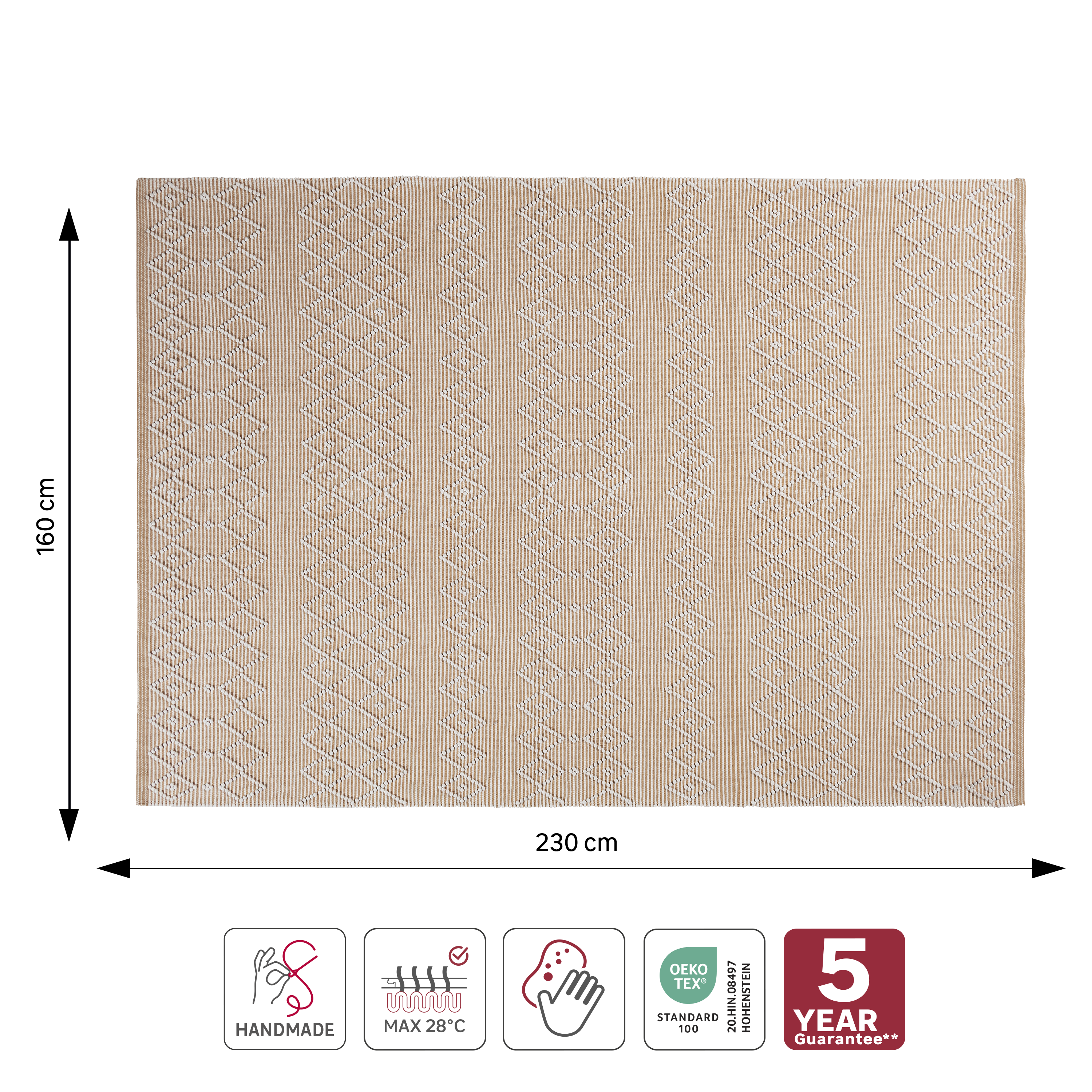 Tapete liso Pointilles 160x230cm bege Inspire - 6