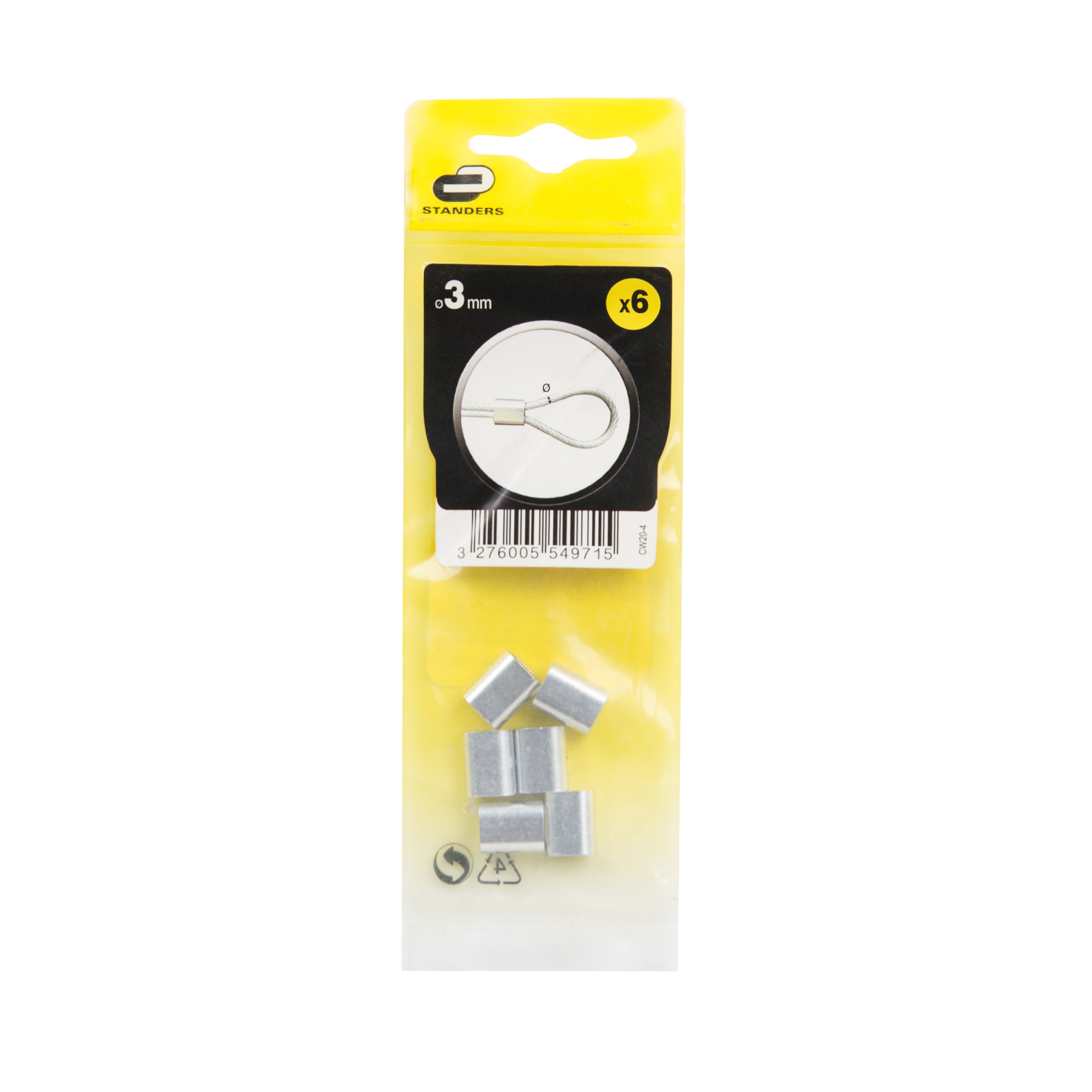 Manicotto serracavo STANDERS CW20-4X in alluminio zincato per cavo Ø 3 mm, 6 pezzi - 4