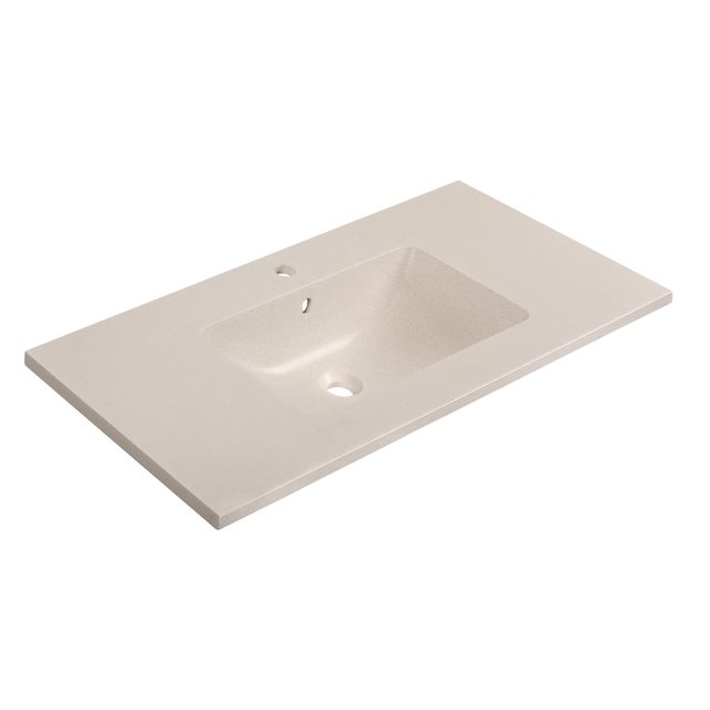 Plan simple vasque centrée Archi béton beige l.108 x P.46 cm