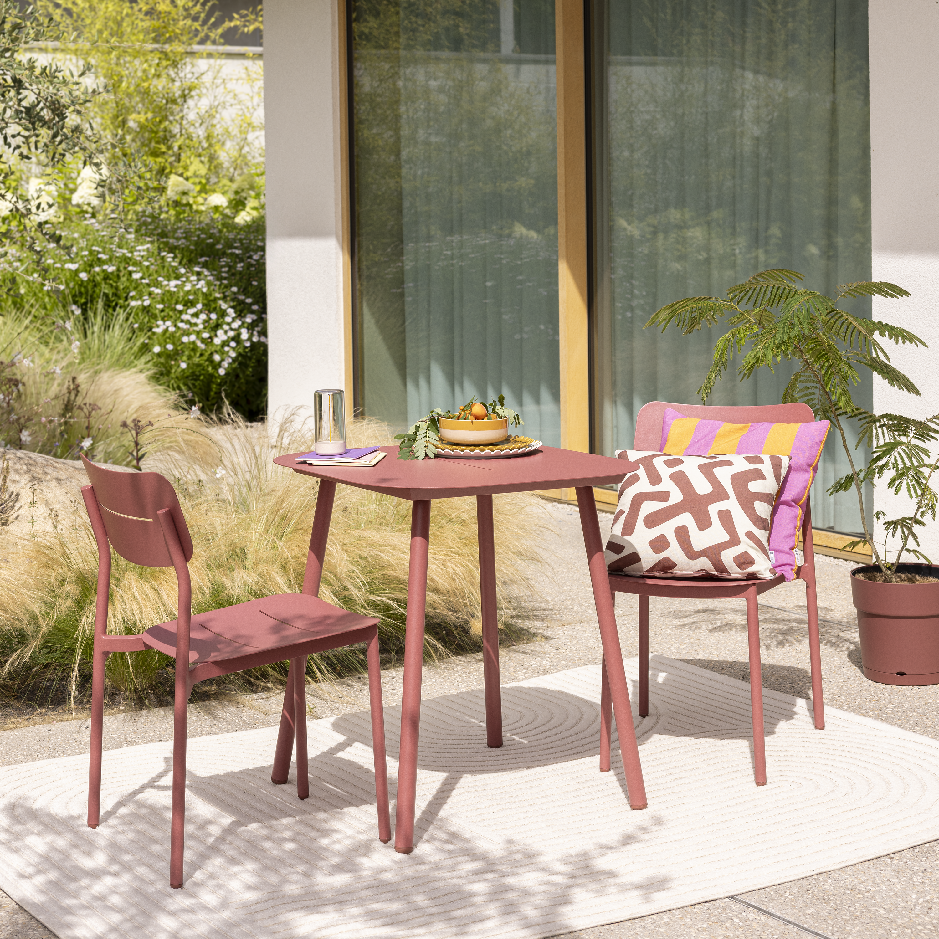 Sedia da giardino in alluminio Anafi NATERIAL, seduta in alluminio rosso - 19