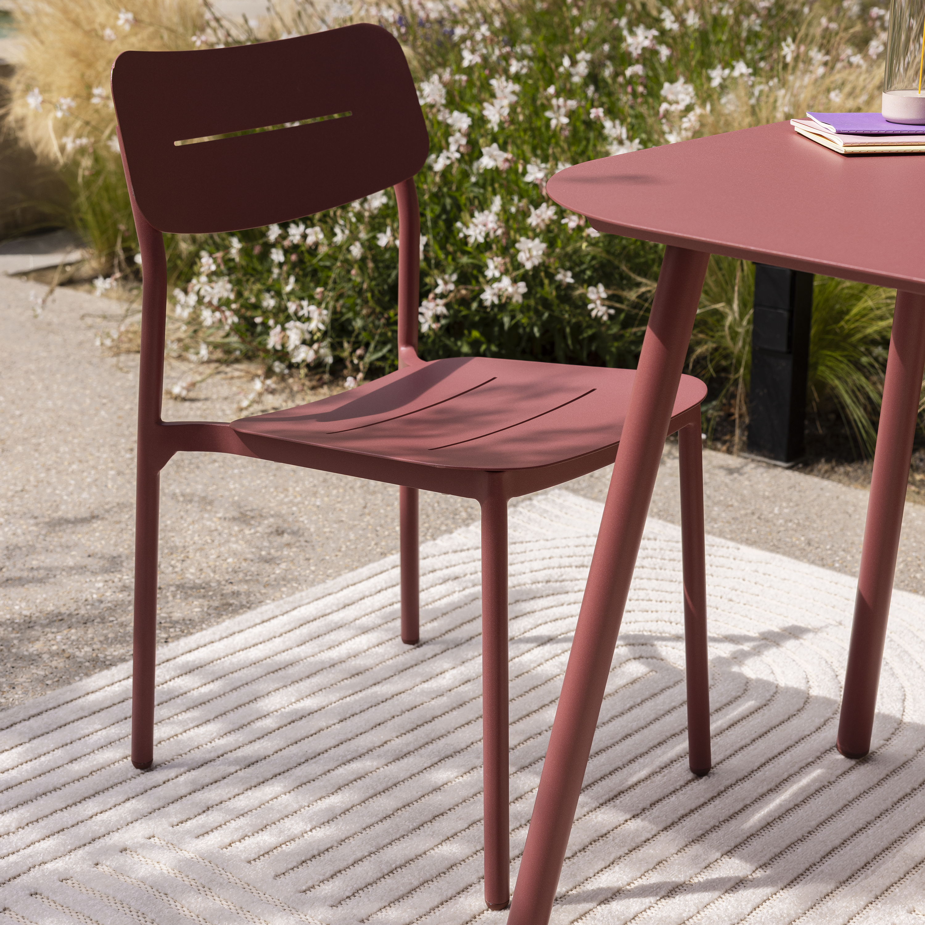 Sedia da giardino in alluminio Anafi NATERIAL, seduta in alluminio rosso - 18