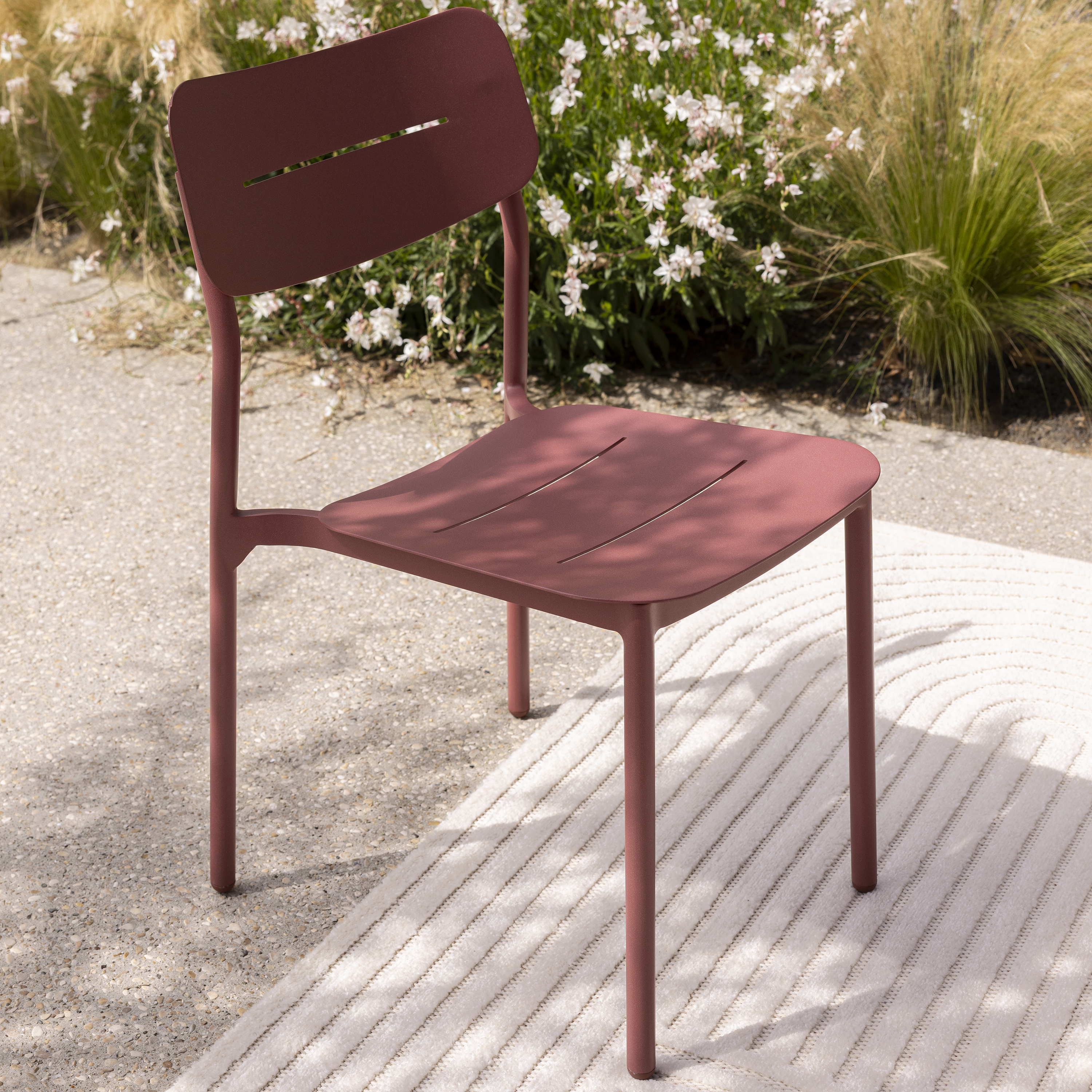 Sedia da giardino in alluminio Anafi NATERIAL, seduta in alluminio rosso - 16