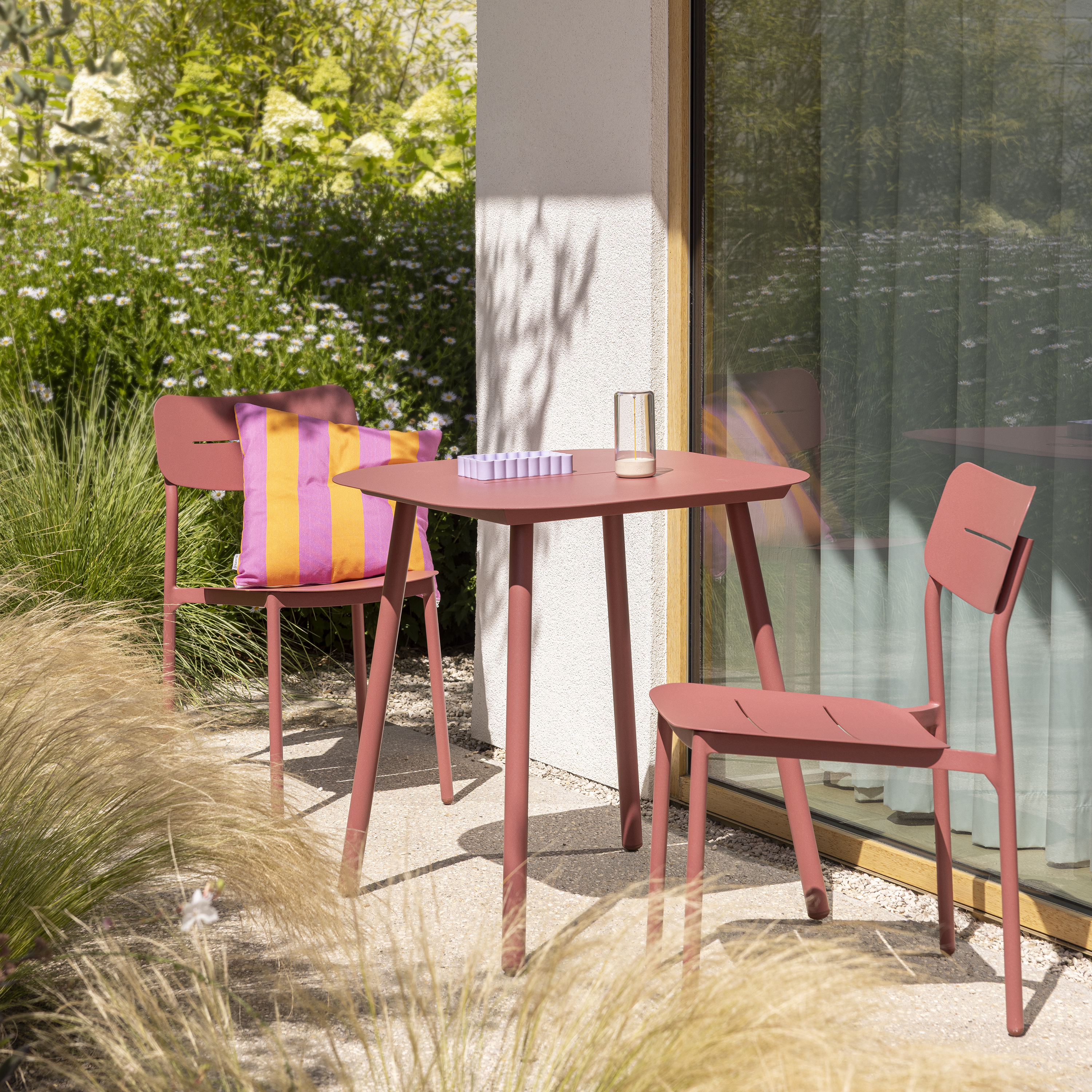Sedia da giardino in alluminio Anafi NATERIAL, seduta in alluminio rosso - 15