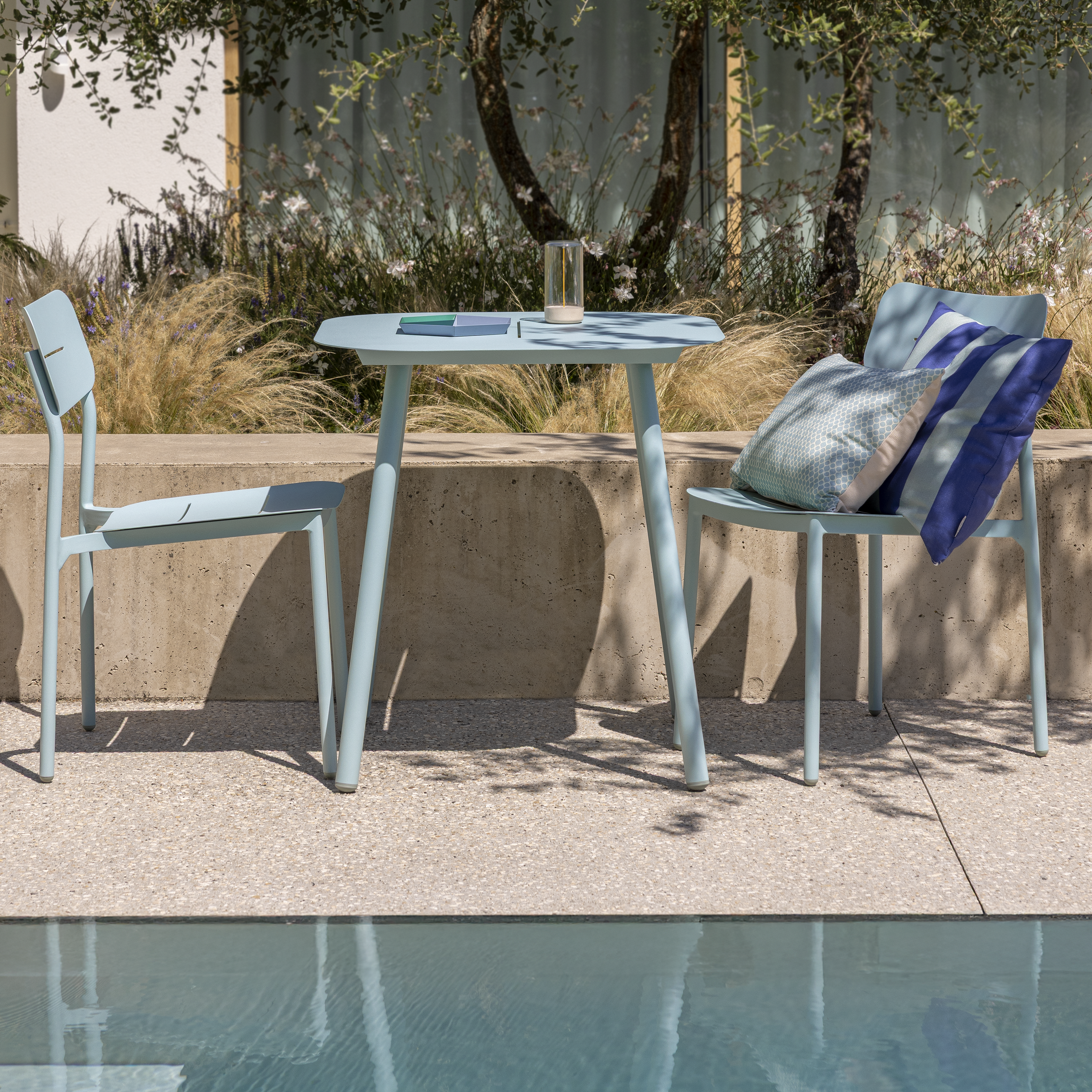 Chaise de jardin NATERIAL Anafi en aluminium bleu céladon - 11