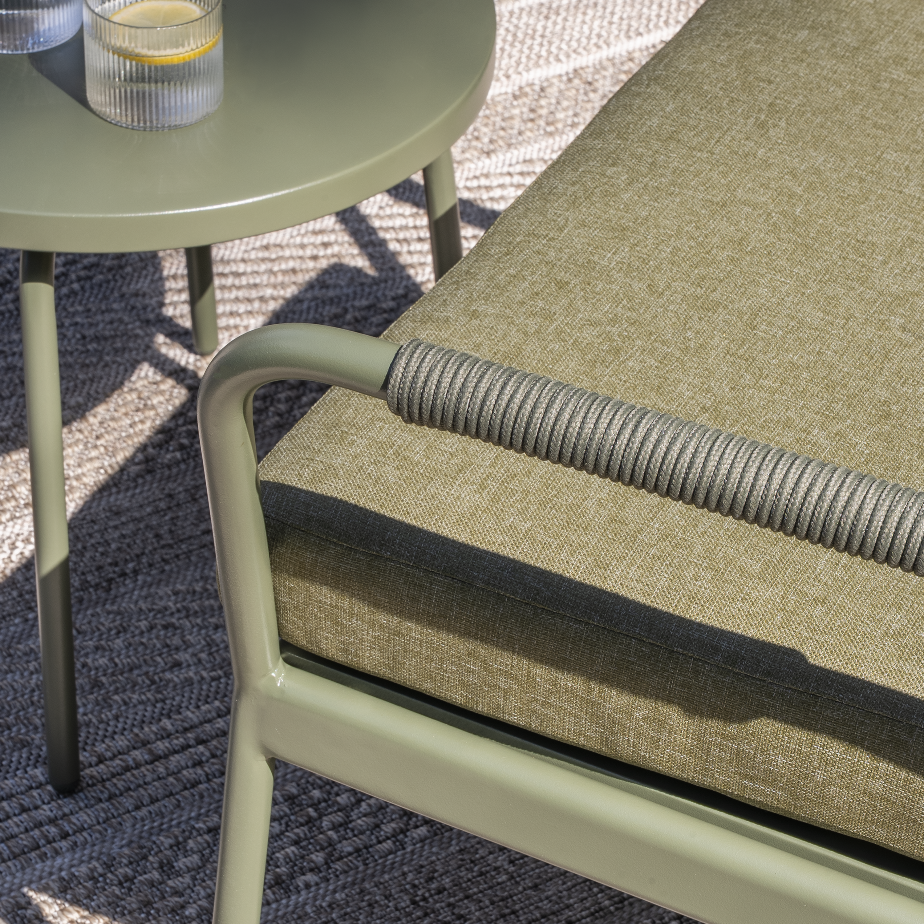 Salon bas de jardin NATERIAL Andros en aluminium/corde vert, 2 personnes - 6