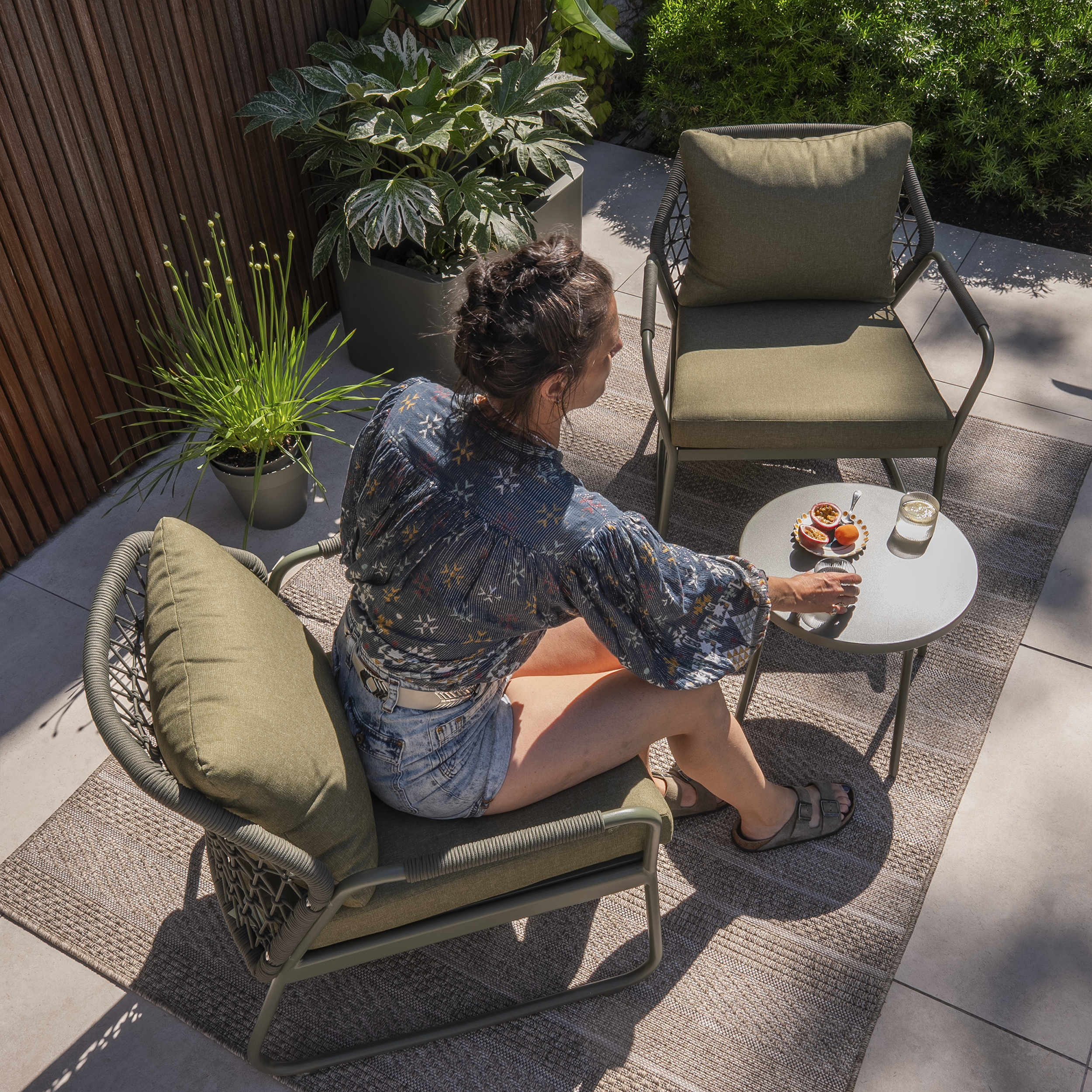 Alfombra polipropileno Semba exterior/interior 160x230cm tejido plano INSPIRE rayas beige natural lavable en lavadora - 12