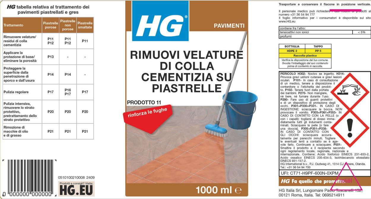 Prodotto per la manutenzione HG rimuovi velature colla e cemento 1 L - 4