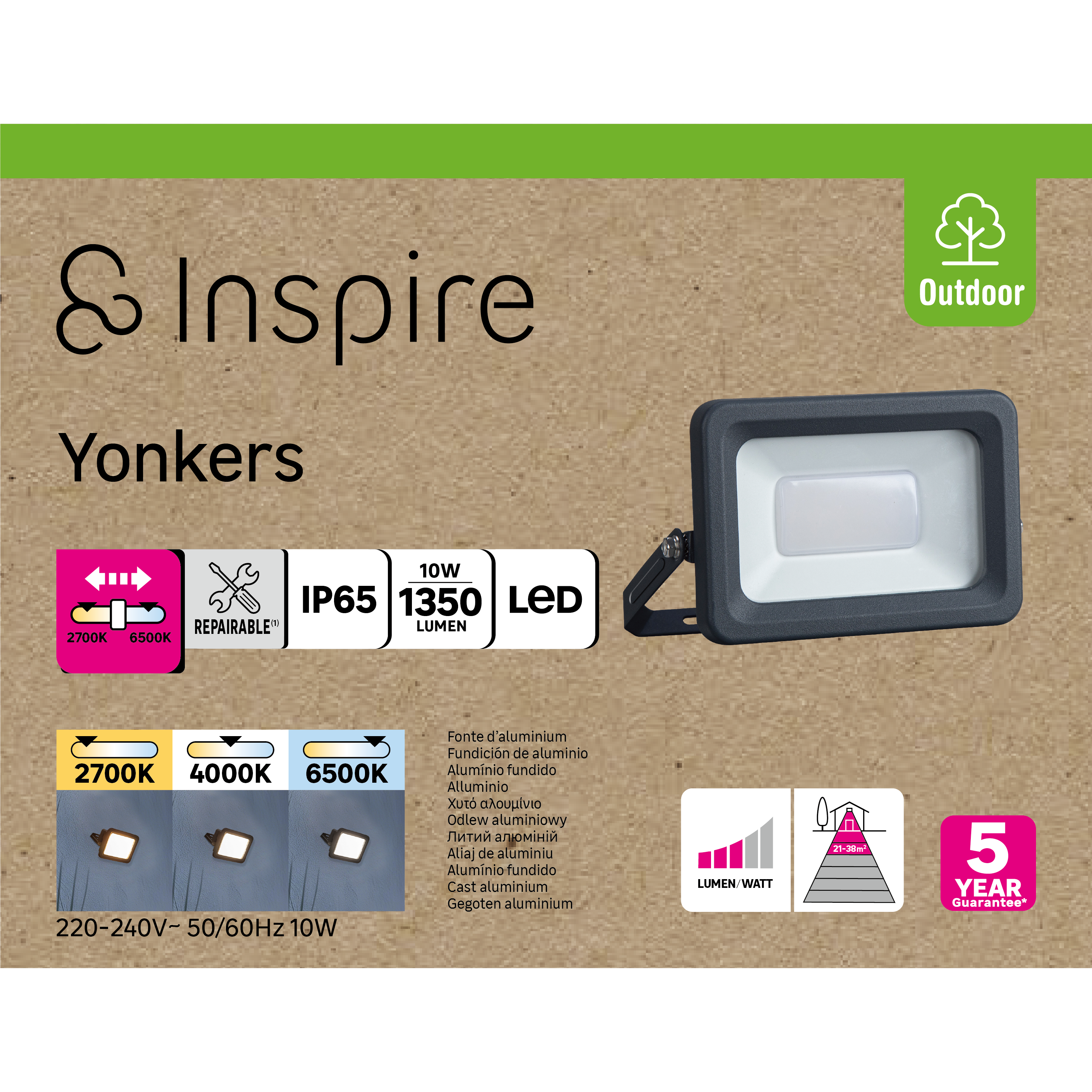 Projecteur LED 1350 lm blanc chaud / neutre ou froid Yonkers INSPIRE - 5