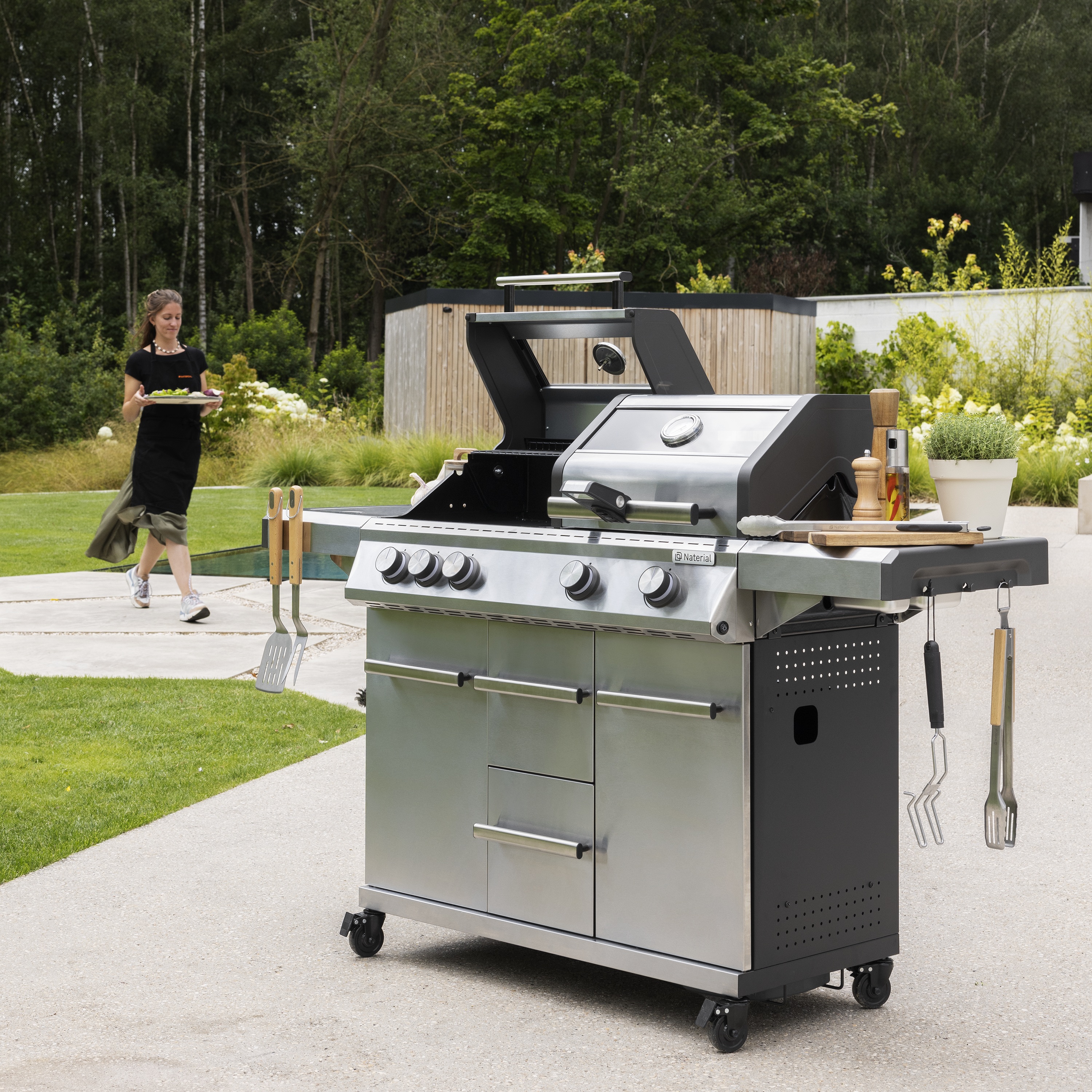 Barbecue a gás com 4+1 queimadores em aço inoxidável 170x118x55 cm Naterial Hudson - 14