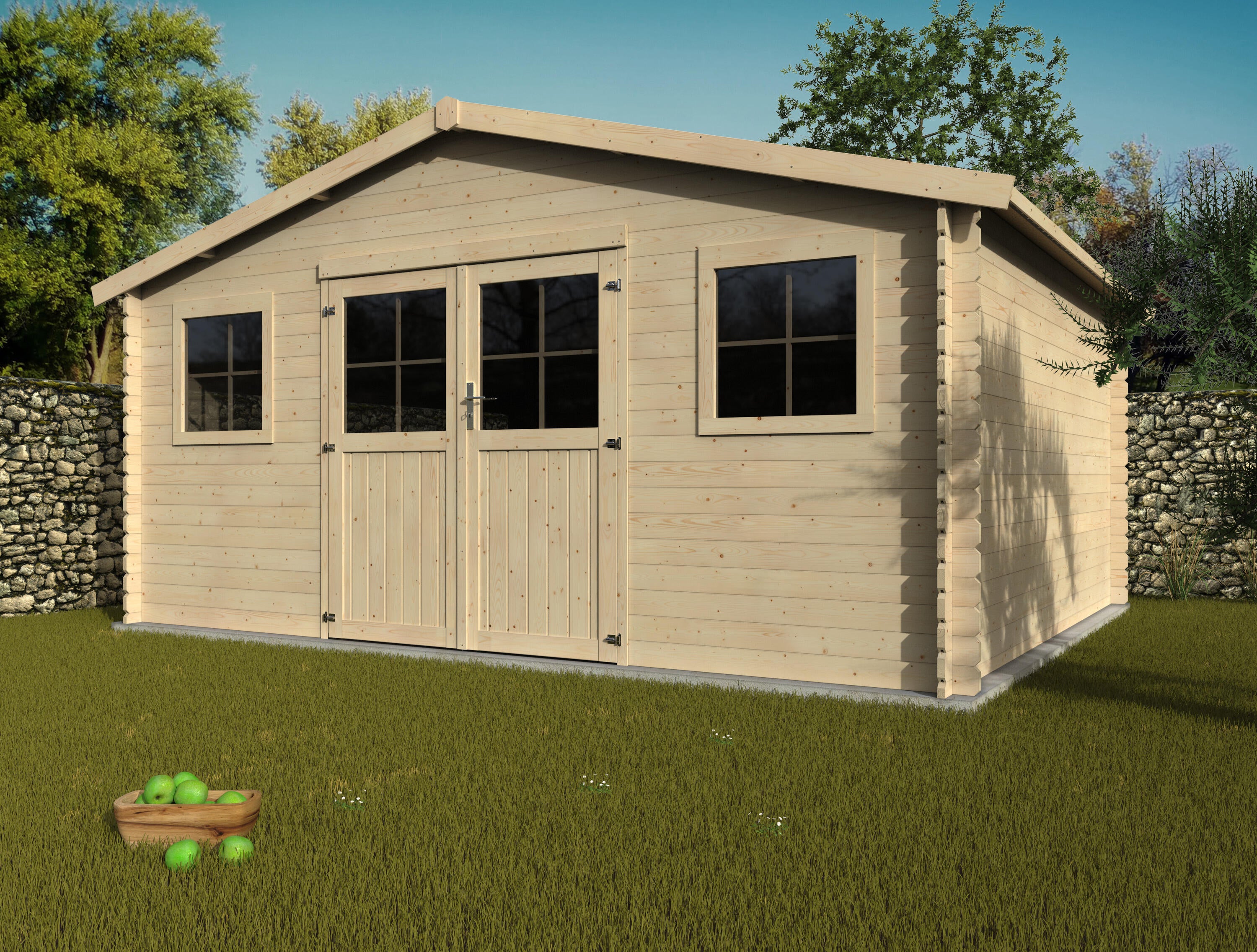 Caseta de madera NEW TALMA de 509x256.5x402.5 cm y 19.02 m2 con 28 mm espesor y doble puerta abatible DECOR ET JARDIN - 2