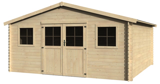 Caseta de madera New Avelin de 508.9x256x494.5 cm y 22.85 m2 con 34 mm espesor y doble puerta abatible DECOR ET JARDIN